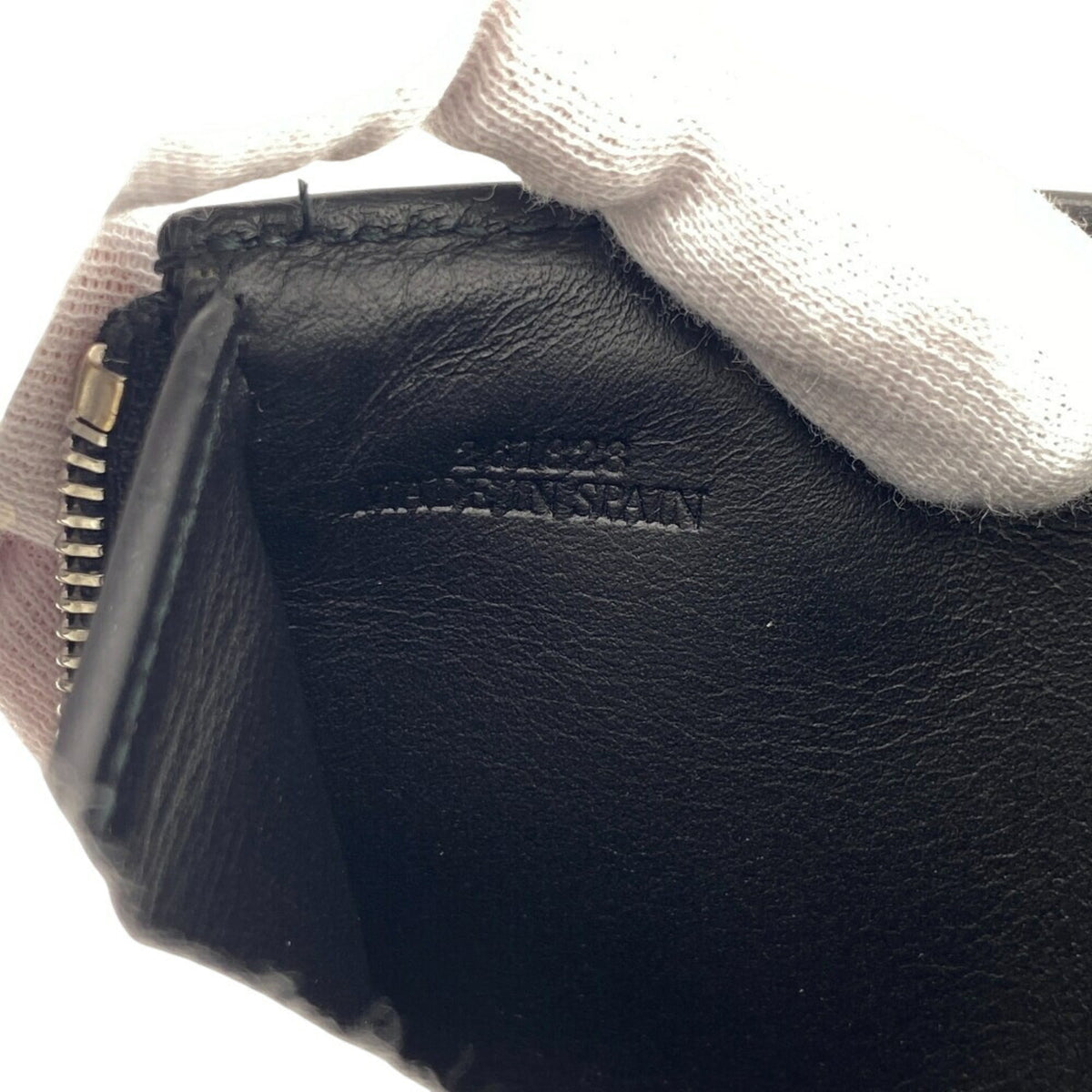 Loewe Linen Black Leather Wallet (Tri-Fold) (Pre-Owned)