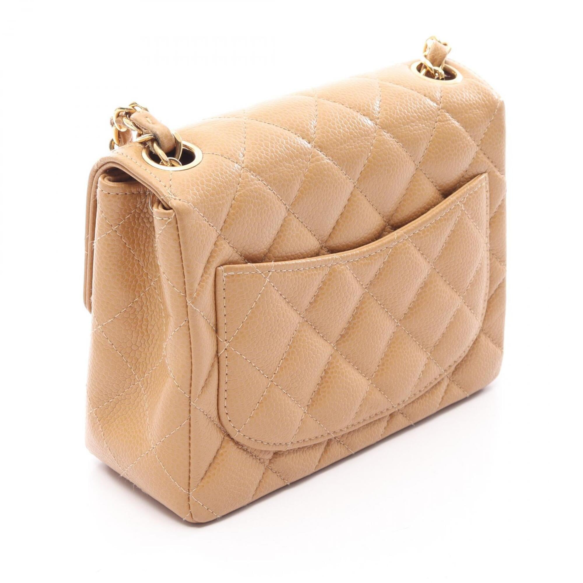 Chanel Beige Grained Calfskin Handbag Shoulder Bag (Pre-Owned)