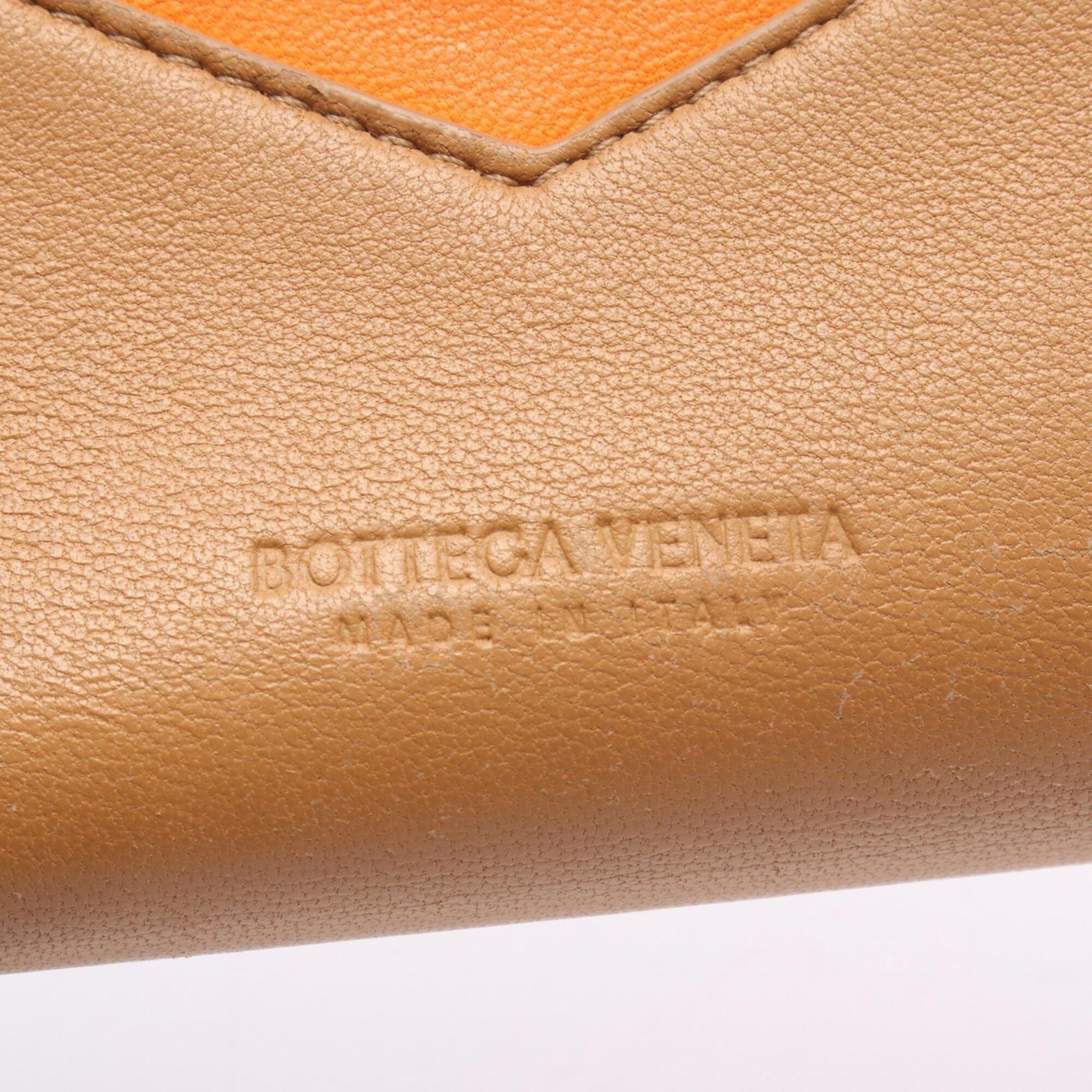 Bottega Veneta Brown Orange Leather Wallet (Bi-Fold) (Pre-Owned)