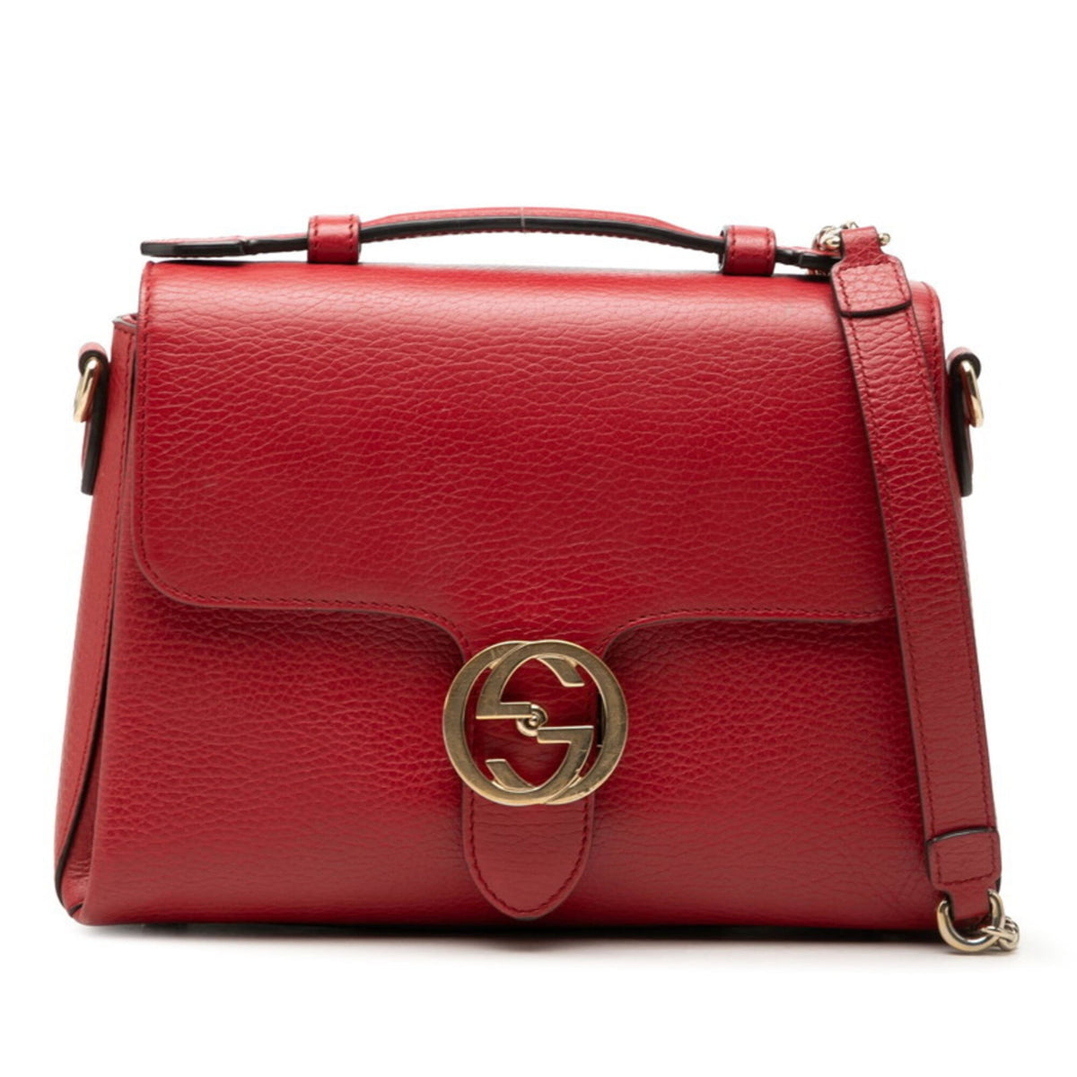 Gucci Red Color Leather Handbag Shoulder Bag (Pre-Owned)