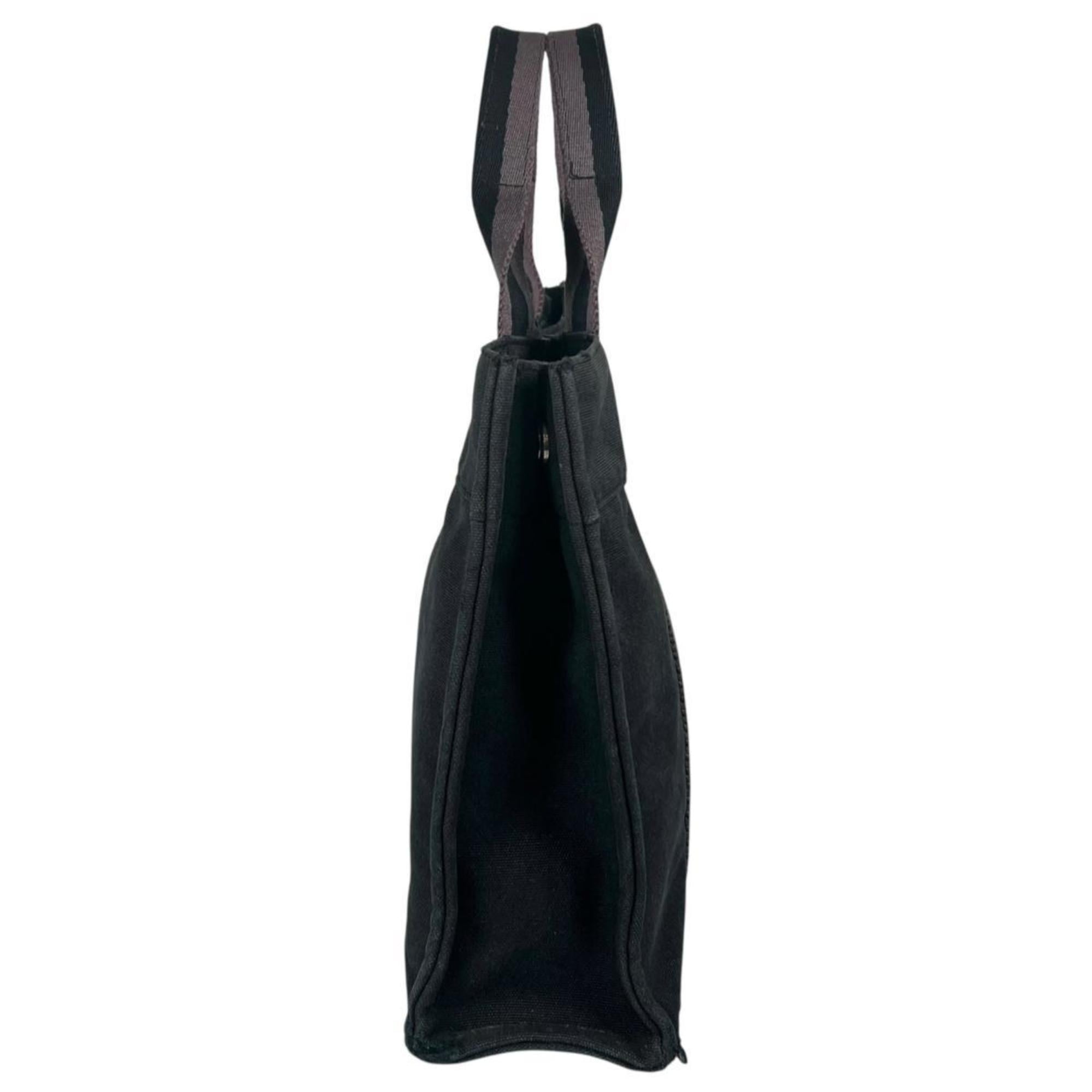 Hermes Black Canvas Handbag Tote Bag (Pre-Owned)
