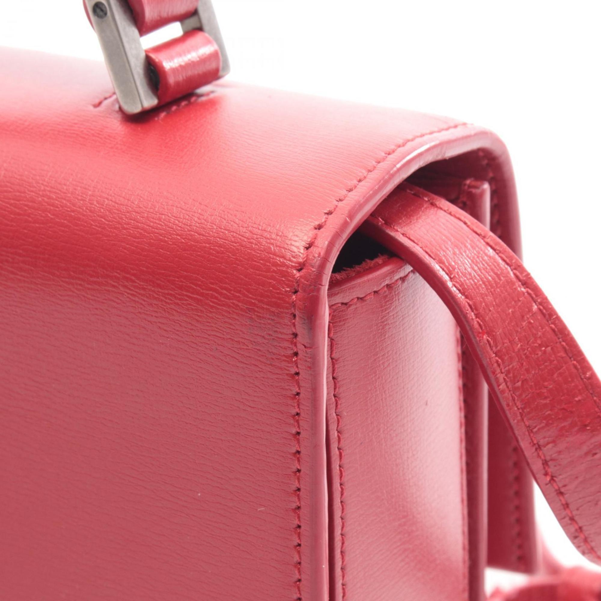 Yves Saint Laurent Red Color Leather Handbag Shoulder Bag (Pre-Owned)