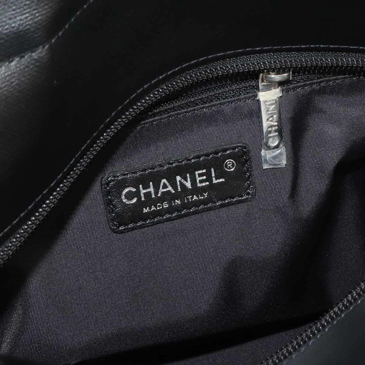 Chanel Black Nylon Pvc Leather Handbag Tote Bag (Pre-Owned)