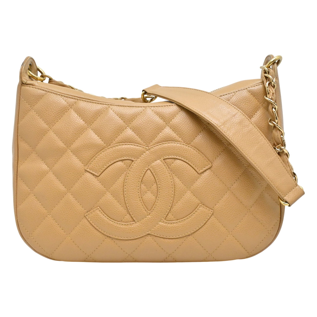 Chanel Beige Grained Calfskin Shoulder Bag (Pre-Owned)