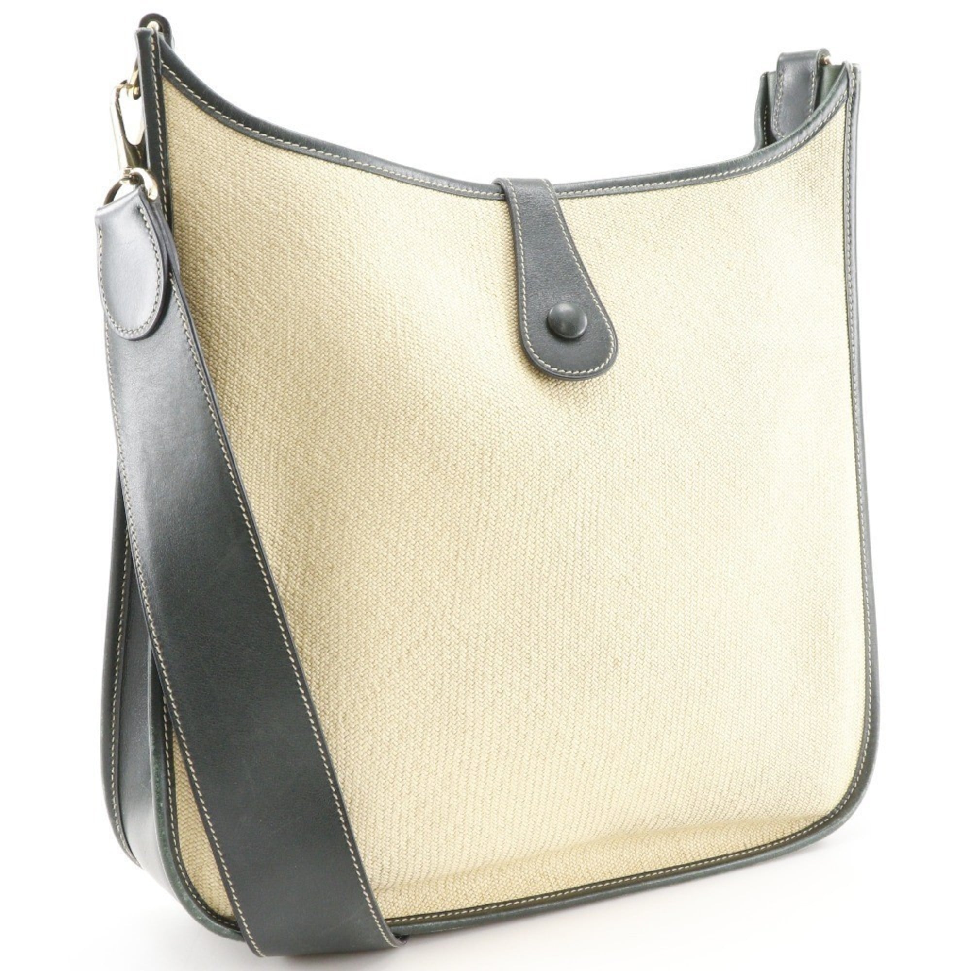 Hermes Beige Green Straw Shoulder Bag (Pre-Owned)
