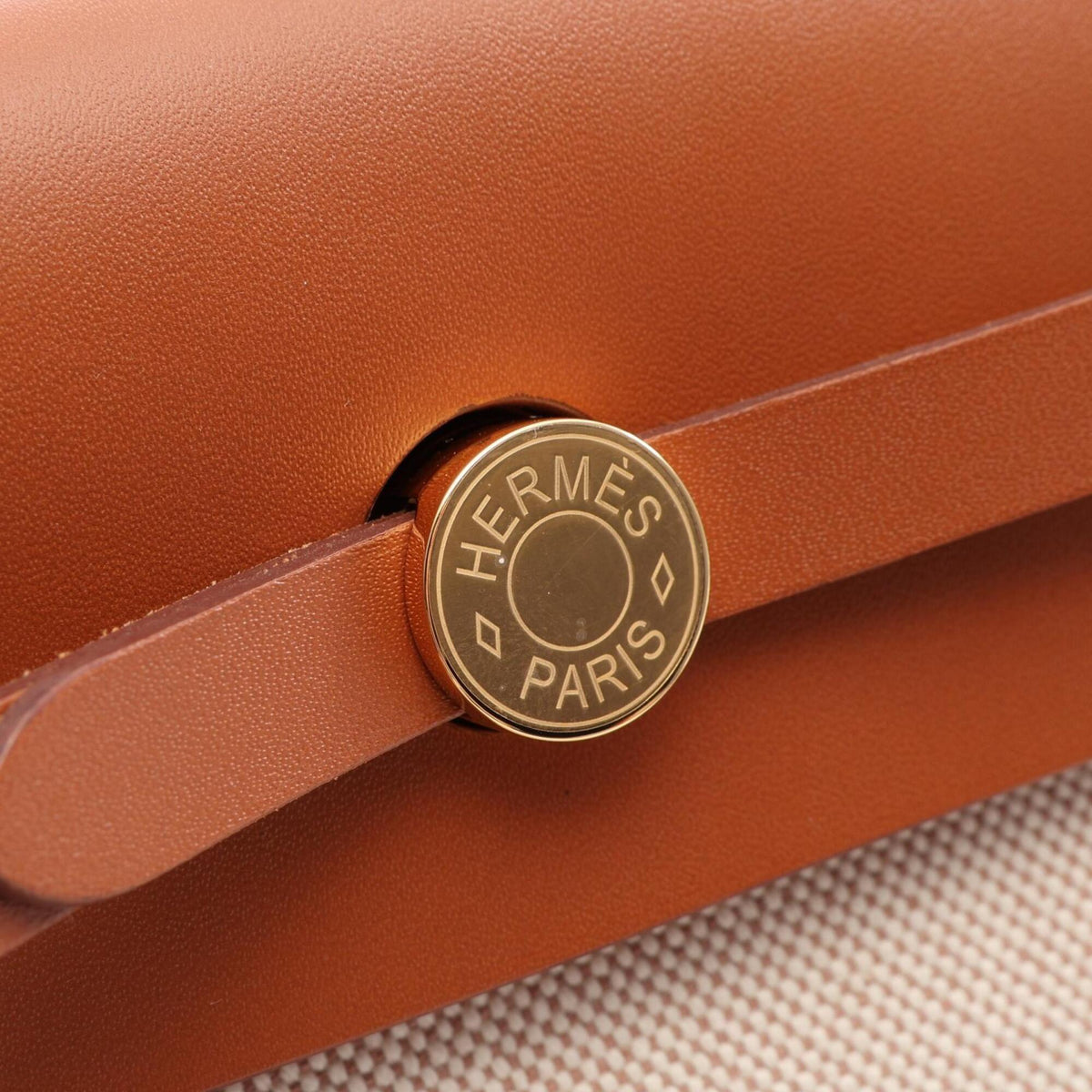 Hermes Brown Ecru Ivory Toile H Handbag Shoulder Bag (Pre-Owned)