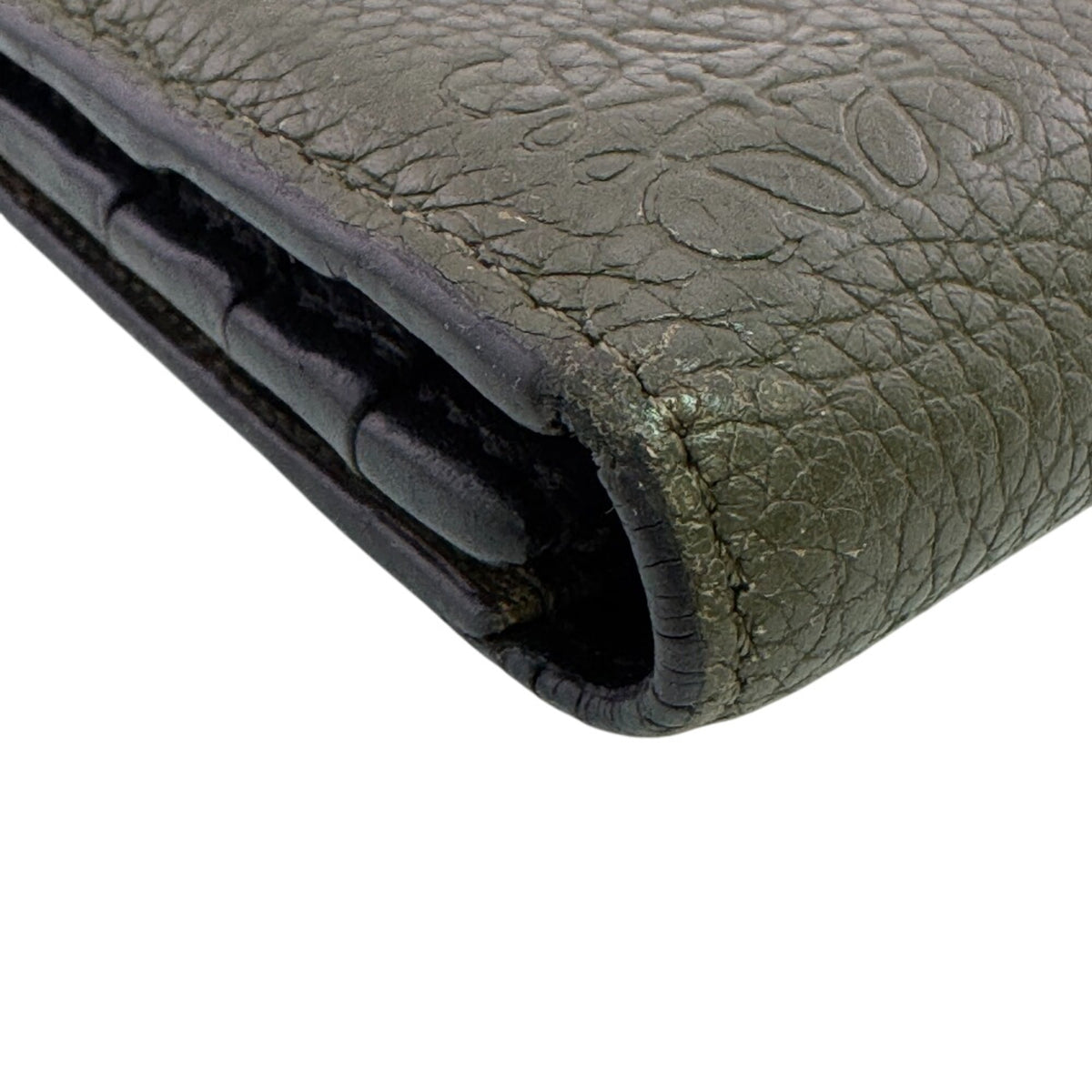 Loewe Black Green Khaki Leather Long Wallet (Bi-Fold) (Pre-Owned)