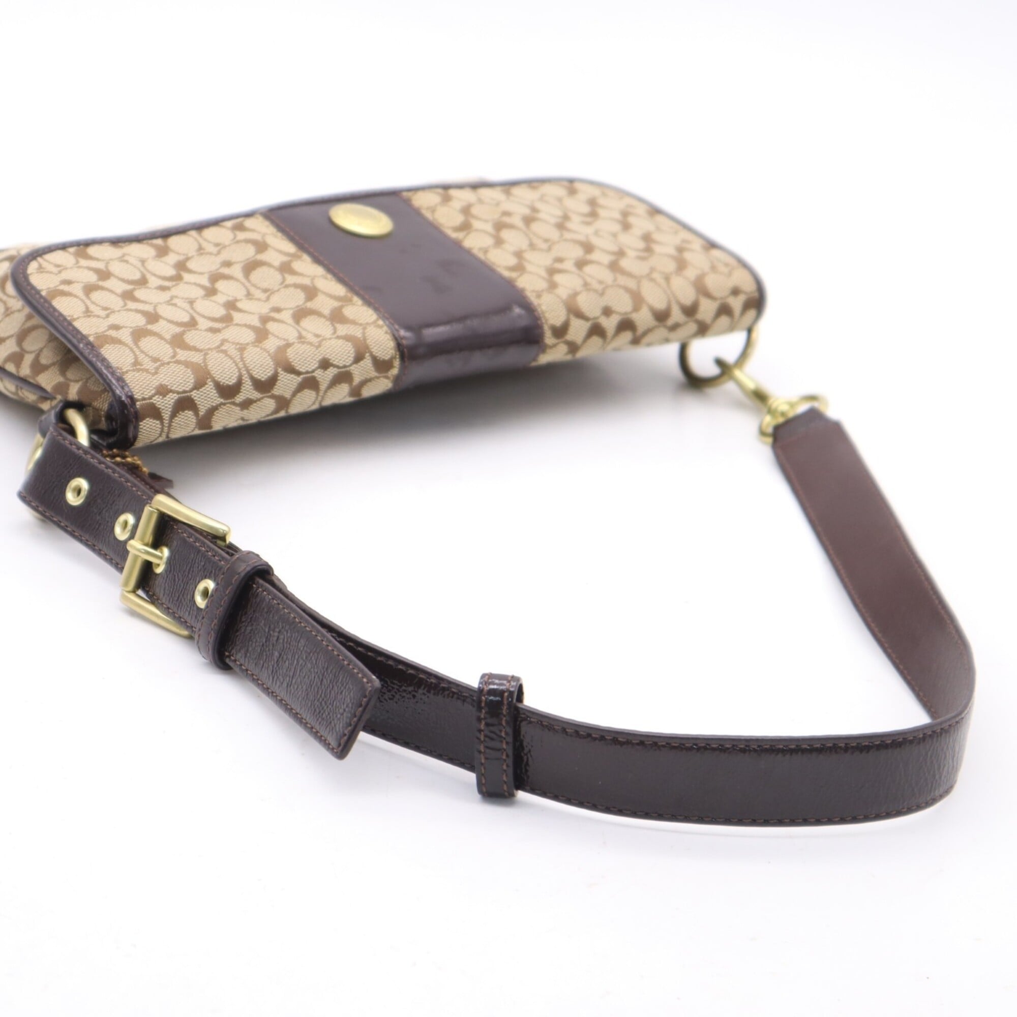 Coach Beige Brown Leather Shoulder Bag (Pre-Owned)