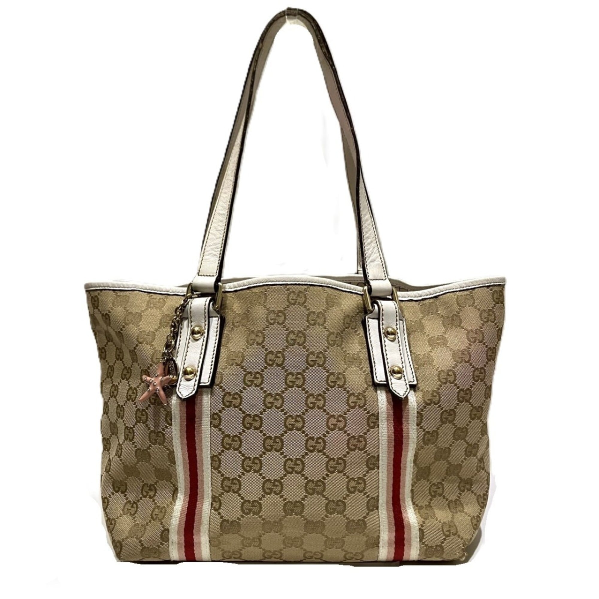 Gucci Sherry Line Beige Gg Canvas Tote Bag (Pre-Owned)