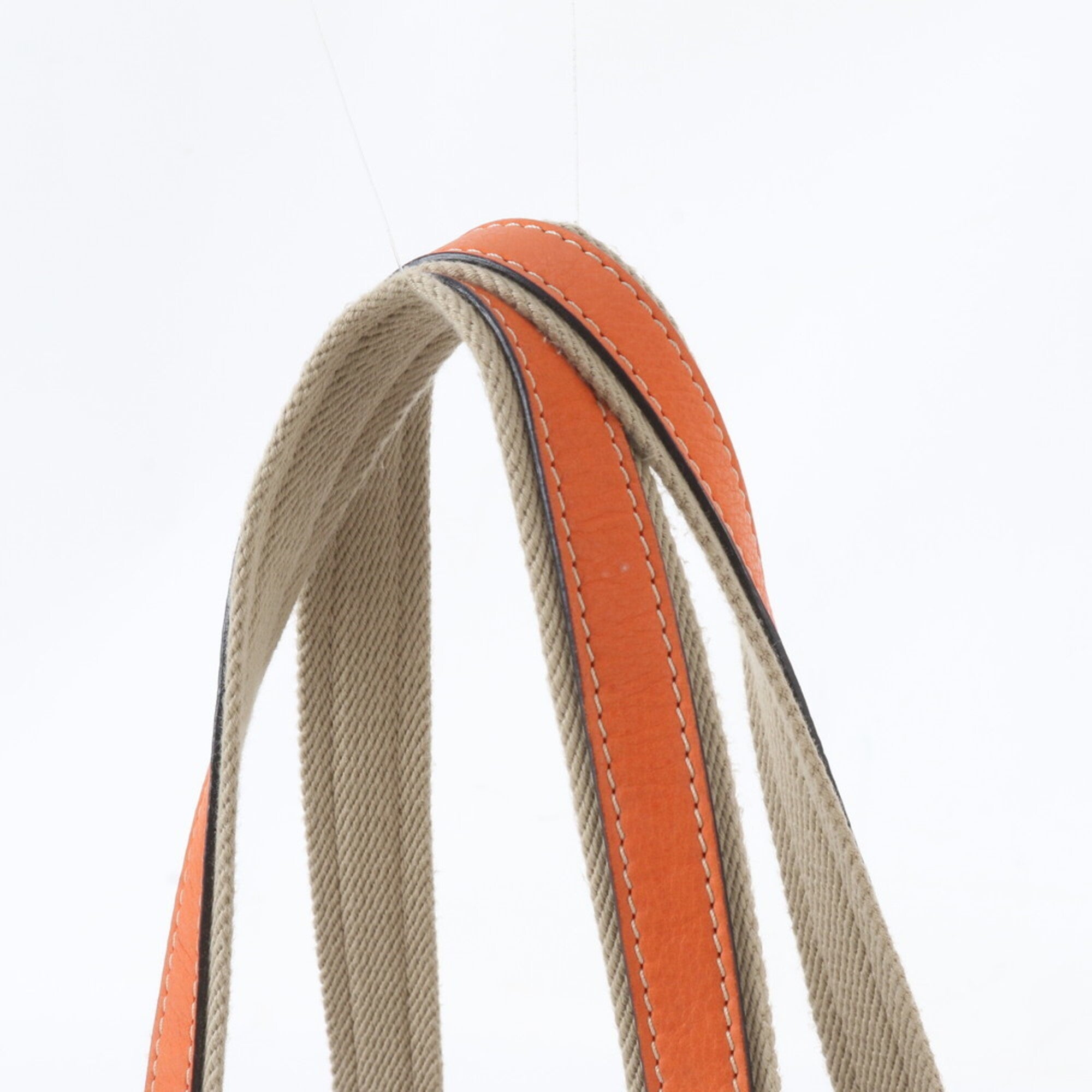 Loewe Brown Orange Leather Canvas Handbag Tote Bag (Pre-Owned)