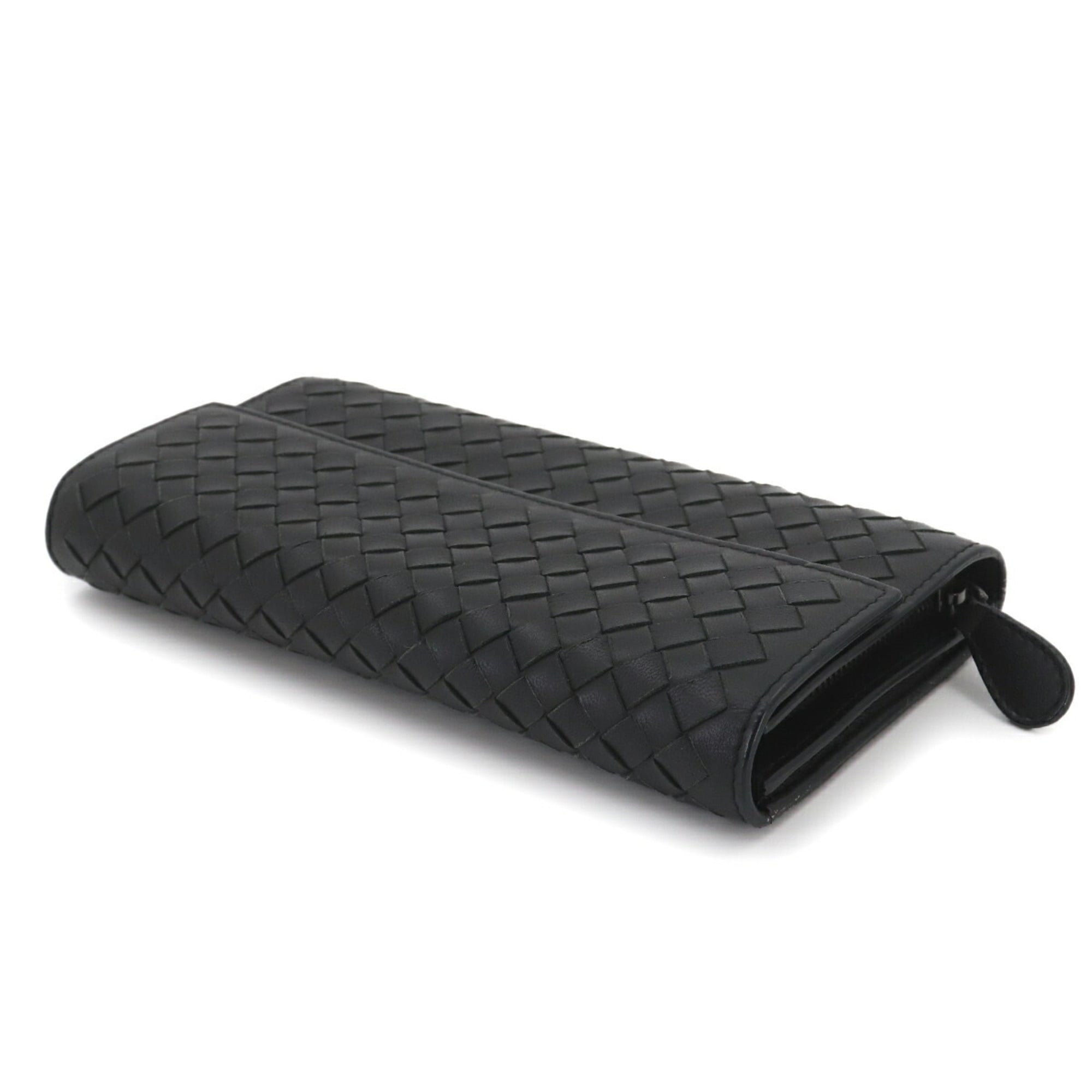 Bottega Veneta Black Intrecciato Long Wallet (Bi-Fold) (Pre-Owned)