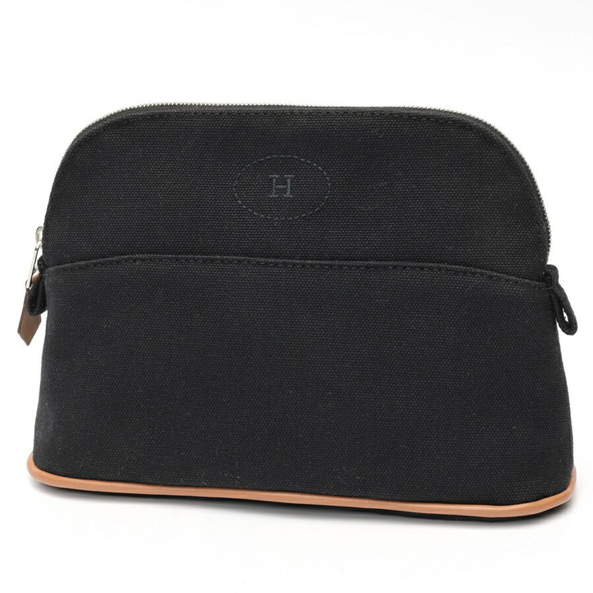 Hermes Black Canvas Leather Pouch (Pre-Owned)