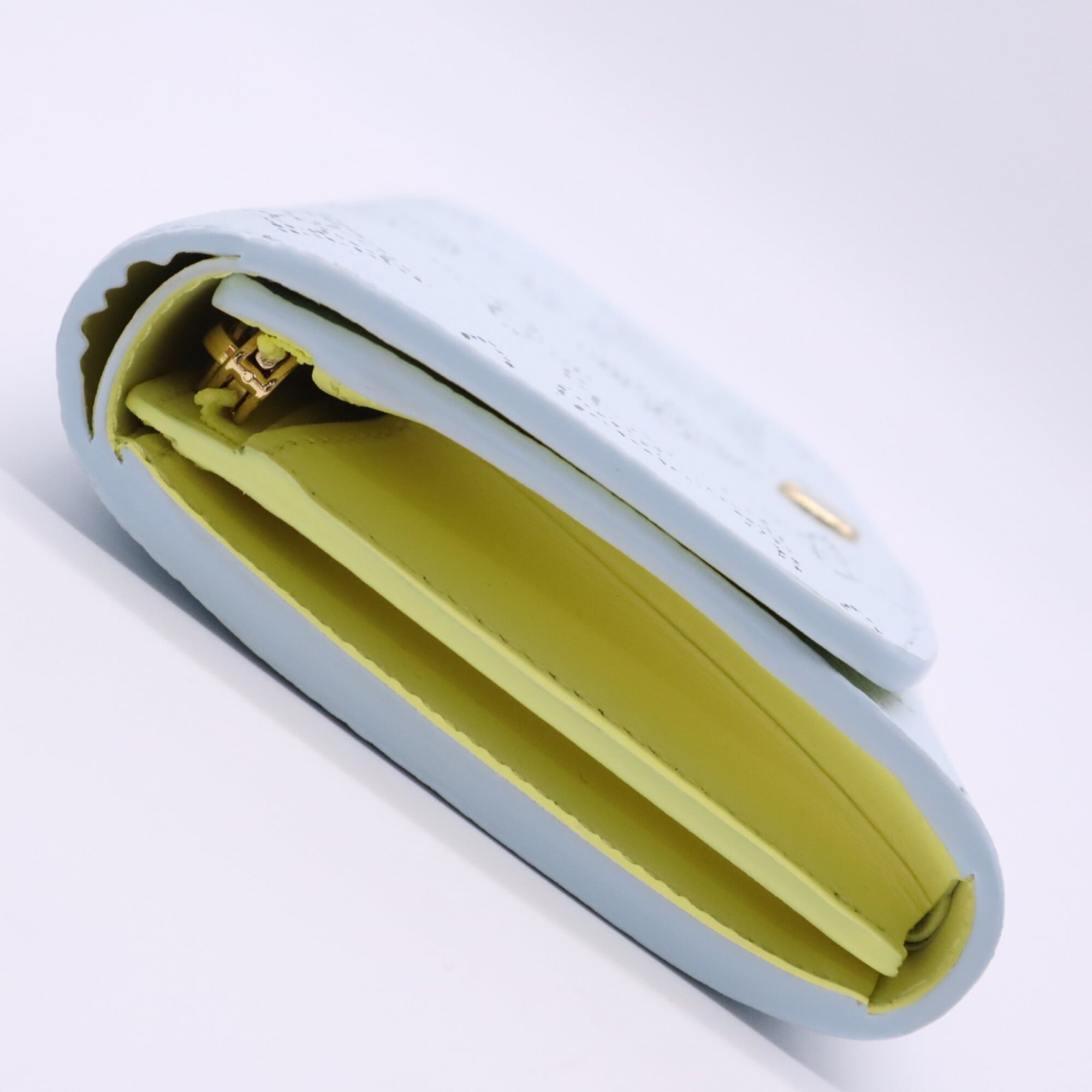 Louis Vuitton Mahina Blue Yellow Leather Wallet (Bi-Fold) (Pre-Owned)