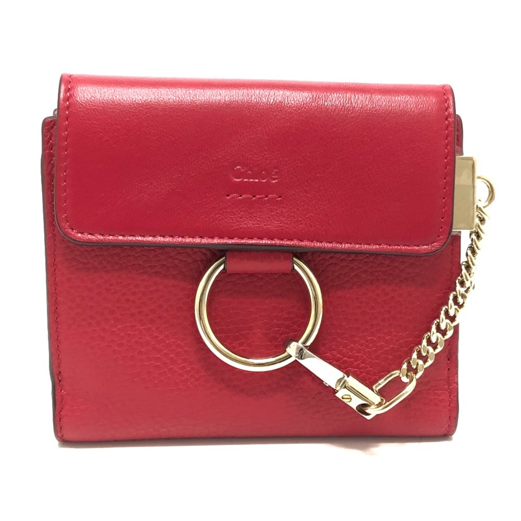 Chloé Red Color Leather Wallet (Bi-Fold) (Pre-Owned)