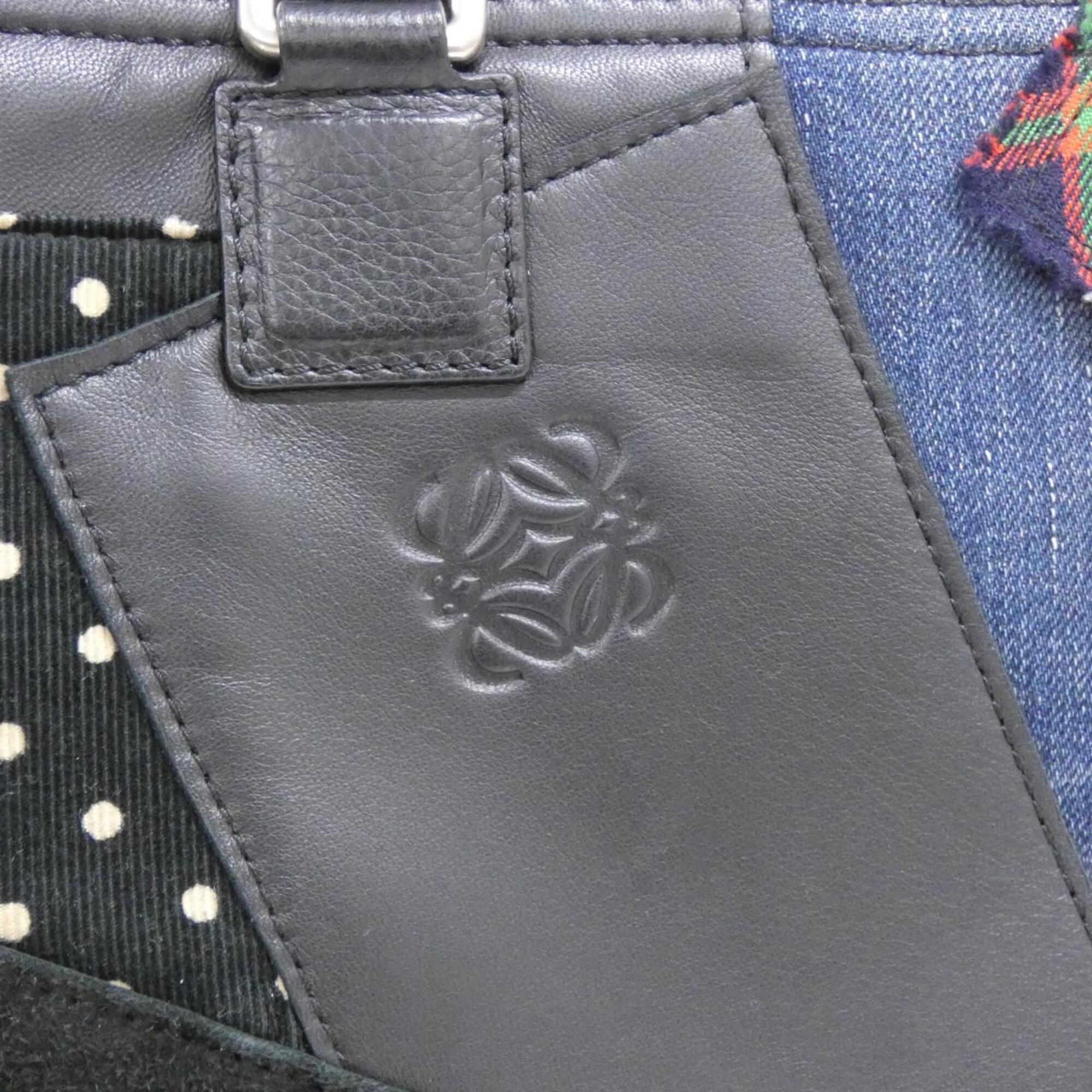 Loewe Black Multi-Color Cotton Leather Handbag (Pre-Owned)