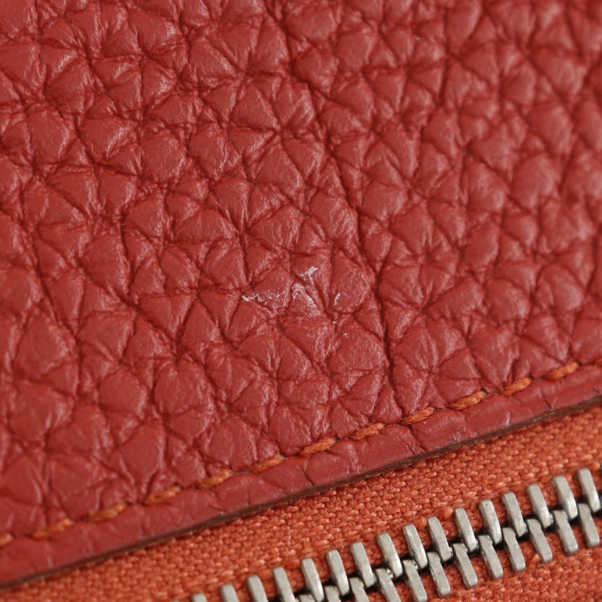 Hermes Dogon Red Color Togo Leather Long Wallet (Bi-Fold) (Pre-Owned)