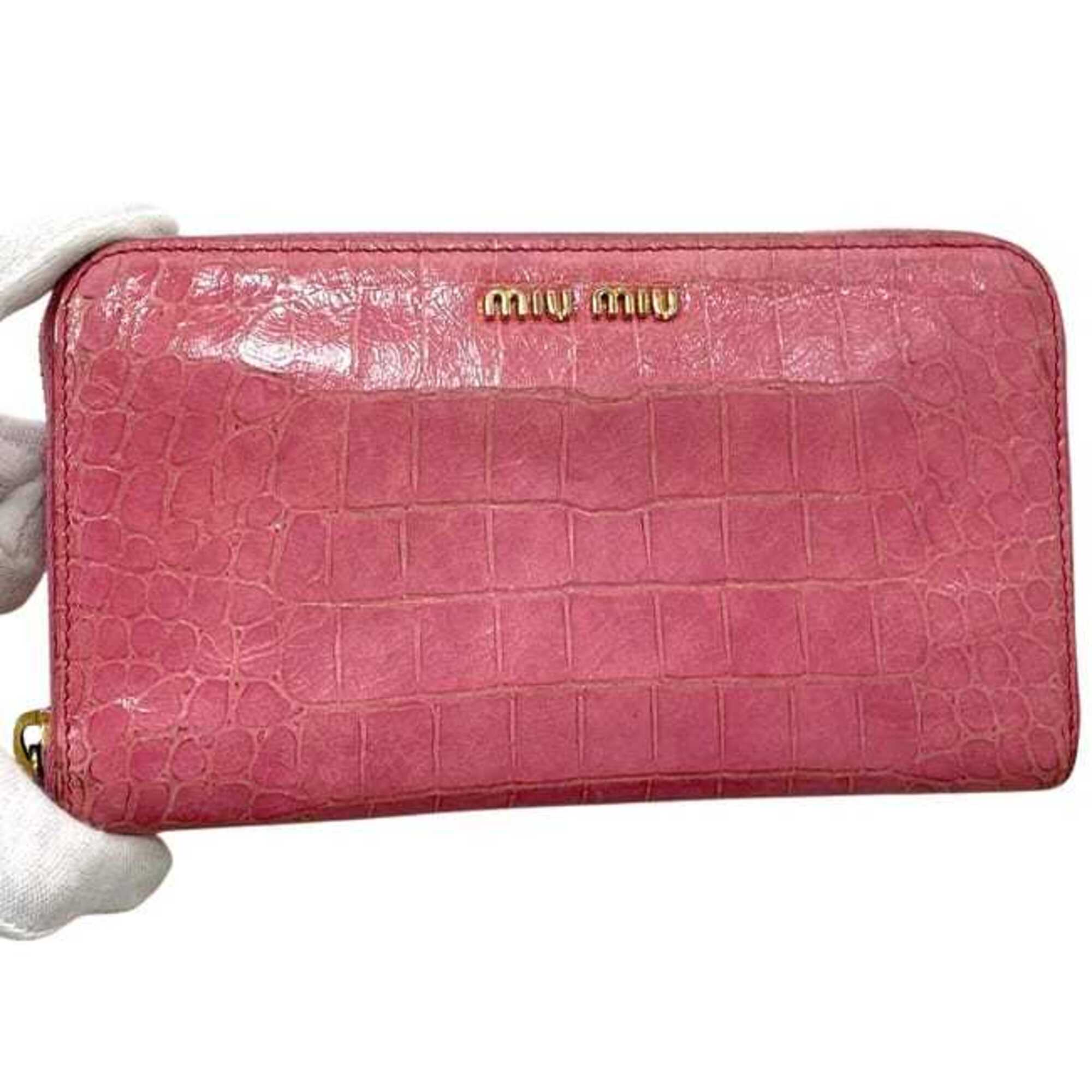 Miu Miu Pink Leather Long Wallet (Bi-Fold) (Pre-Owned)