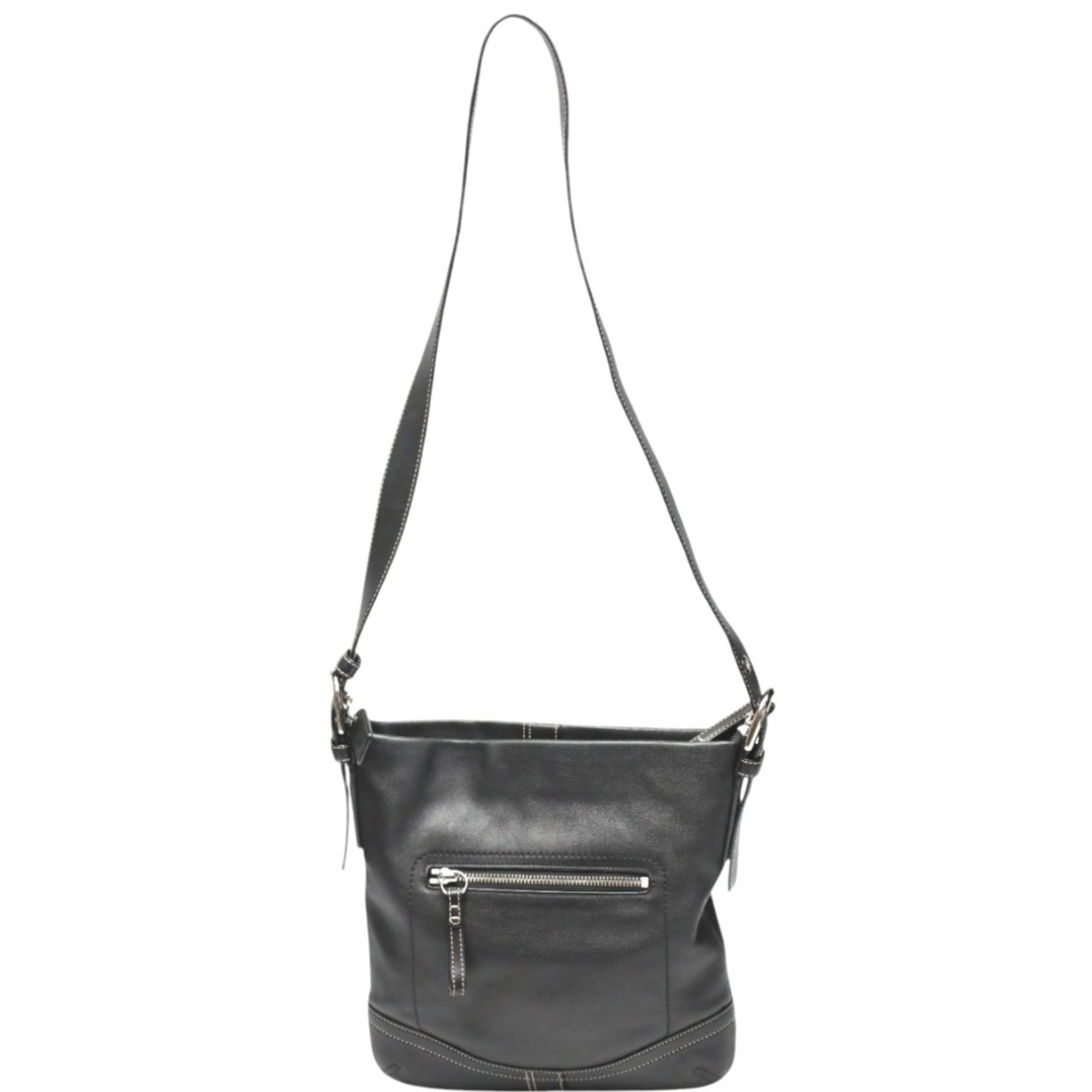Coach Black Leather Shoulder Bag (Pre-Owned)