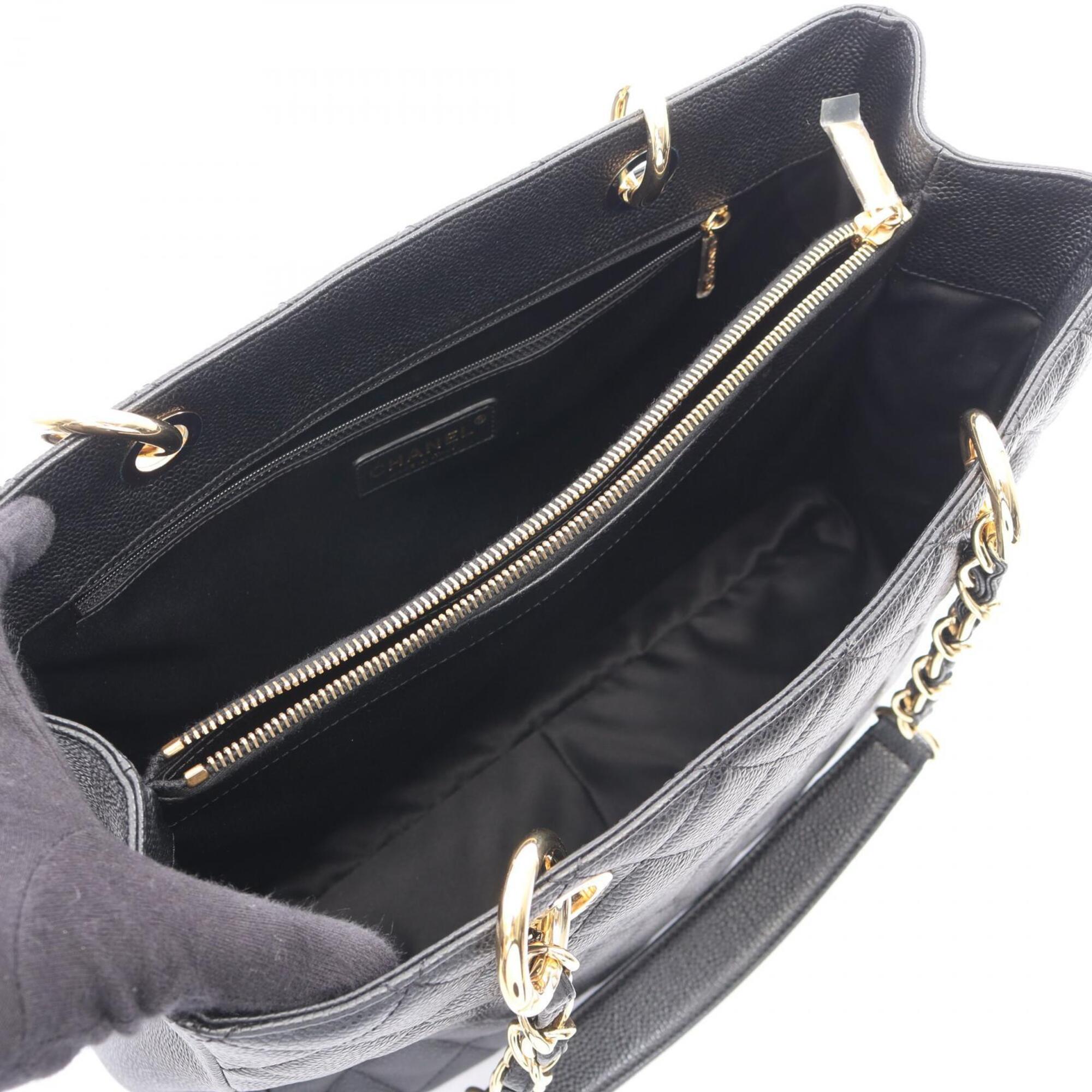 Chanel Black Grained Calfskin Handbag Tote Bag (Pre-Owned)
