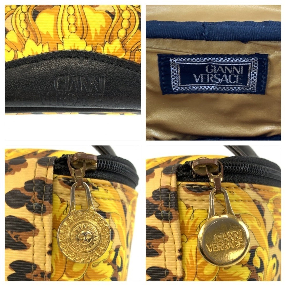 Versace Black Yellow Pvc Handbag Pouch Vanity Bag (Pre-Owned)