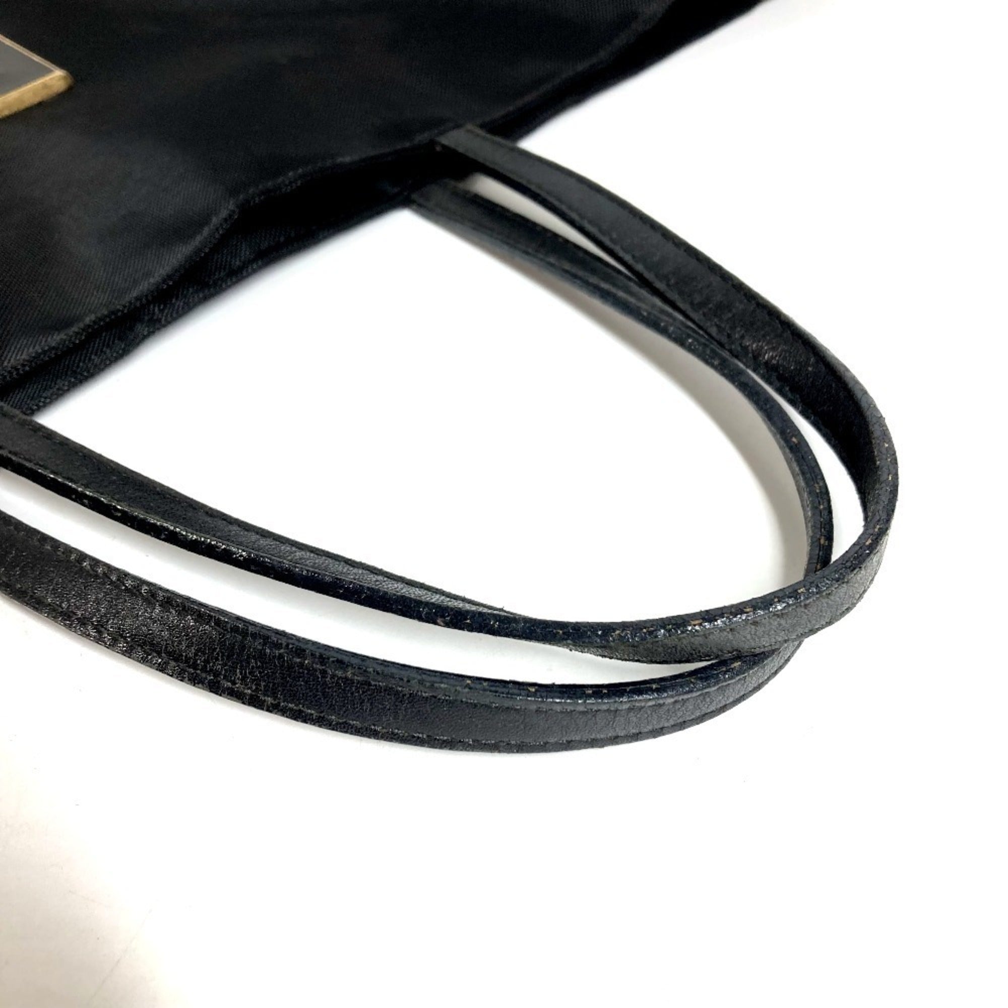 Fendi Black Gold Mesh Leather Handbag Shoulder Bag Tote Bag (Pre-Owned)