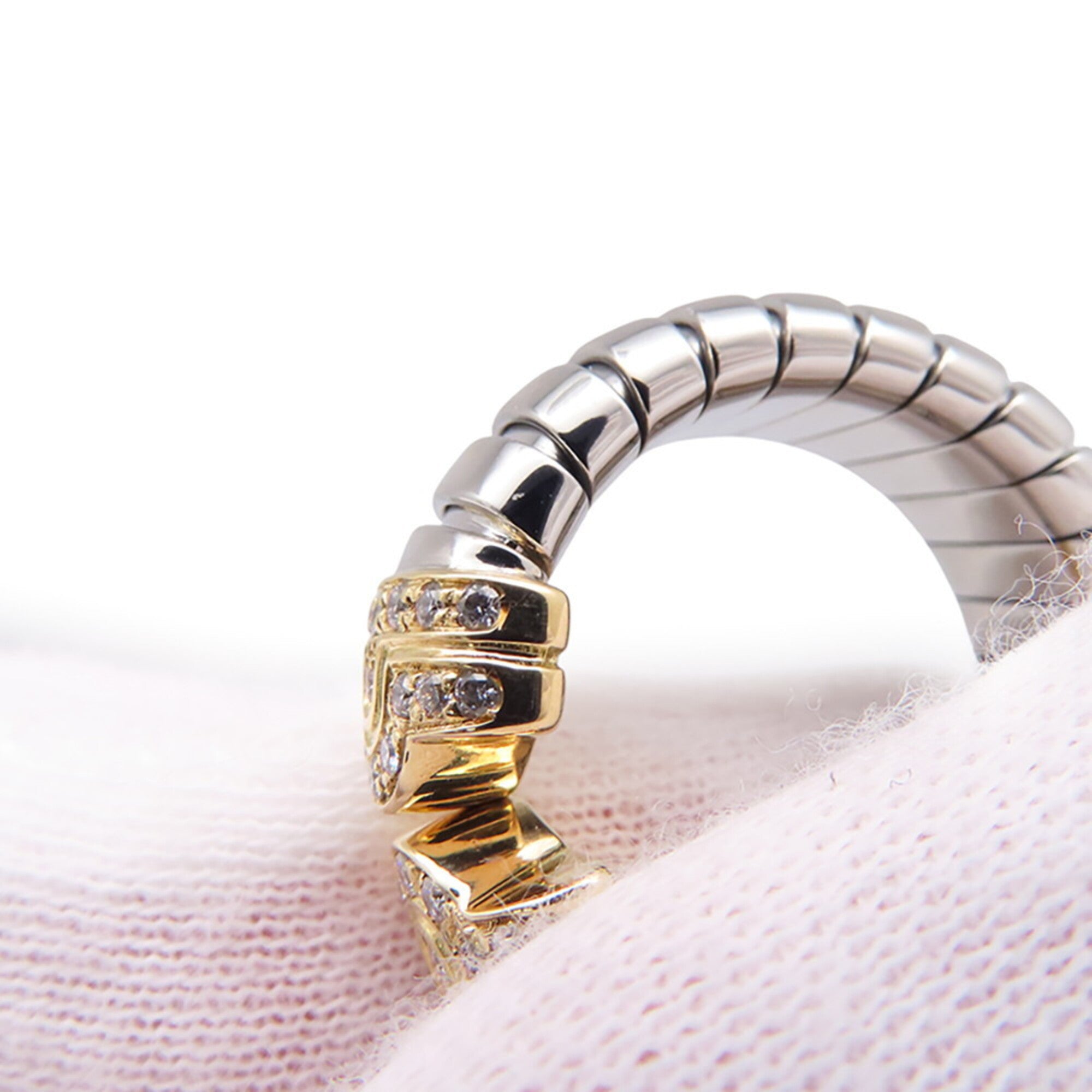 Bvlgari Tubogas Yellow Gold (18K) Stainless Steel Band Ring (Pre-Owned)