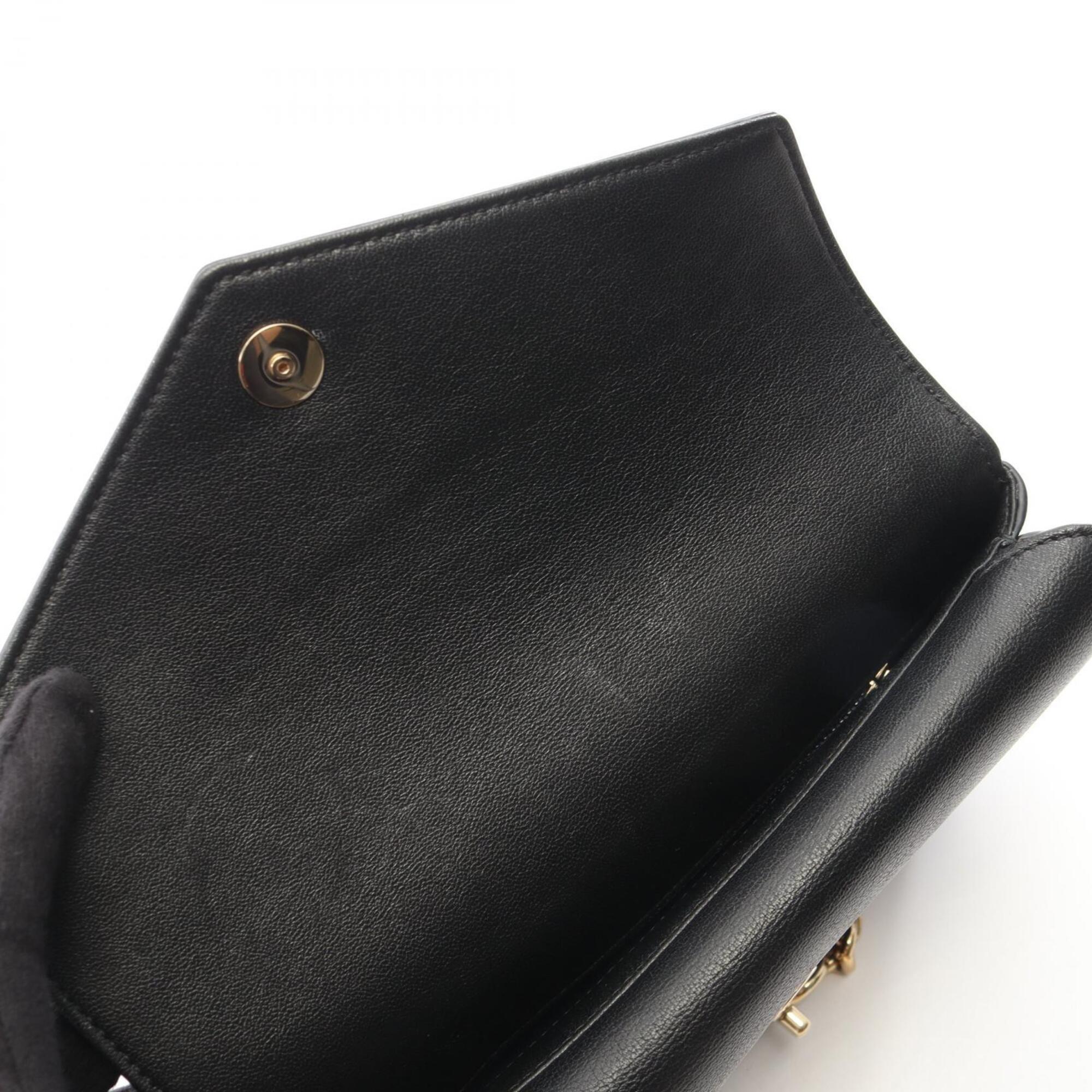 Chanel Black Navy Leather Handbag Shoulder Bag (Pre-Owned)