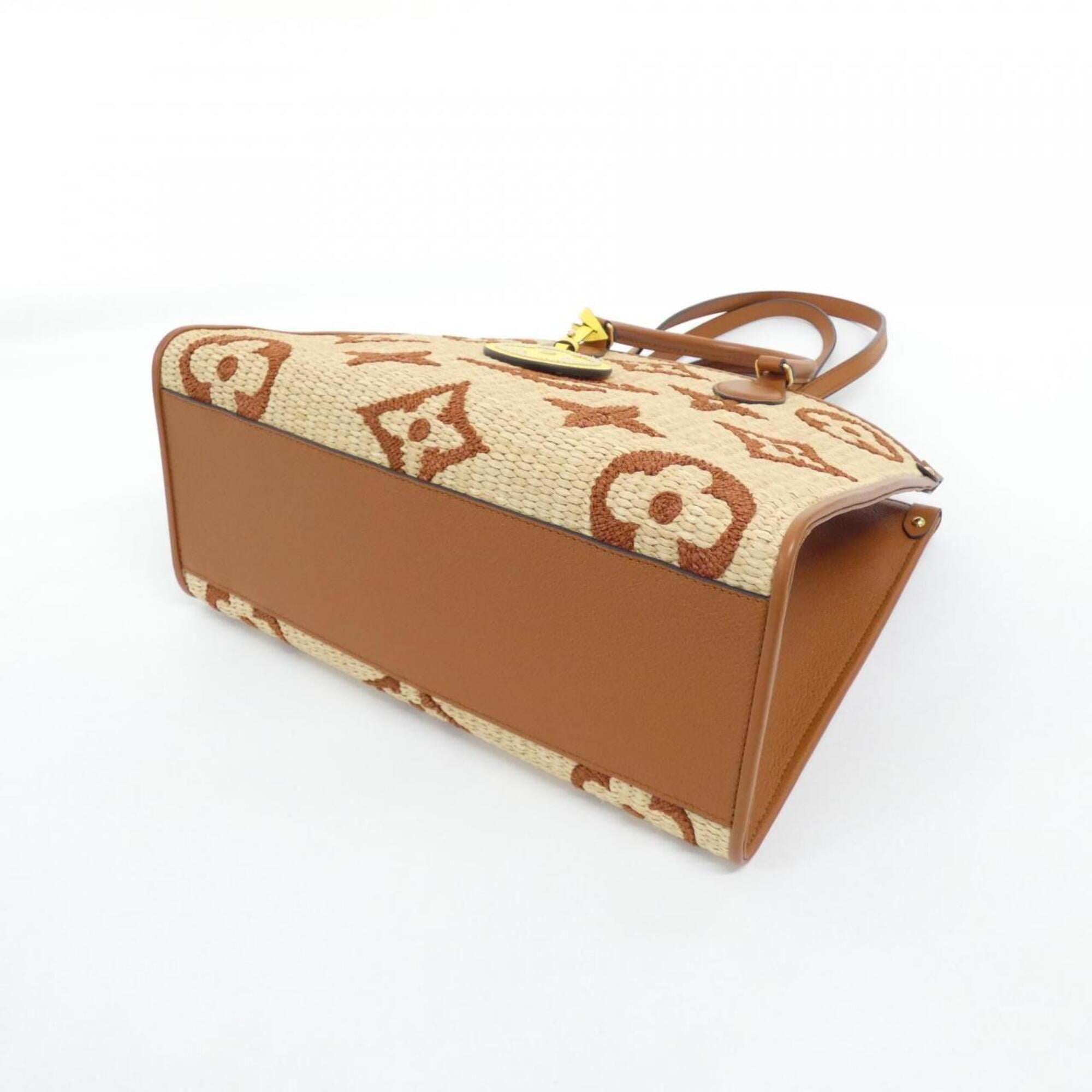 Louis Vuitton Beige Brown Raffia Handbag (Pre-Owned)