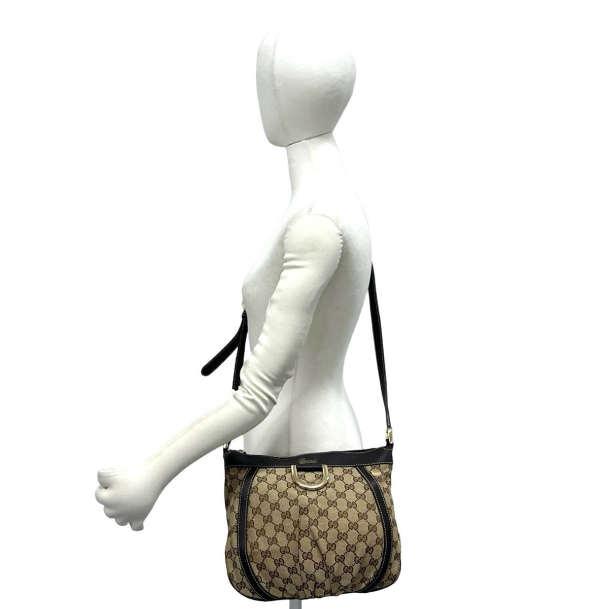 Gucci Brown Canvas Leather Crossbody Bag Pochette Shoulder Bag (Pre-Owned)