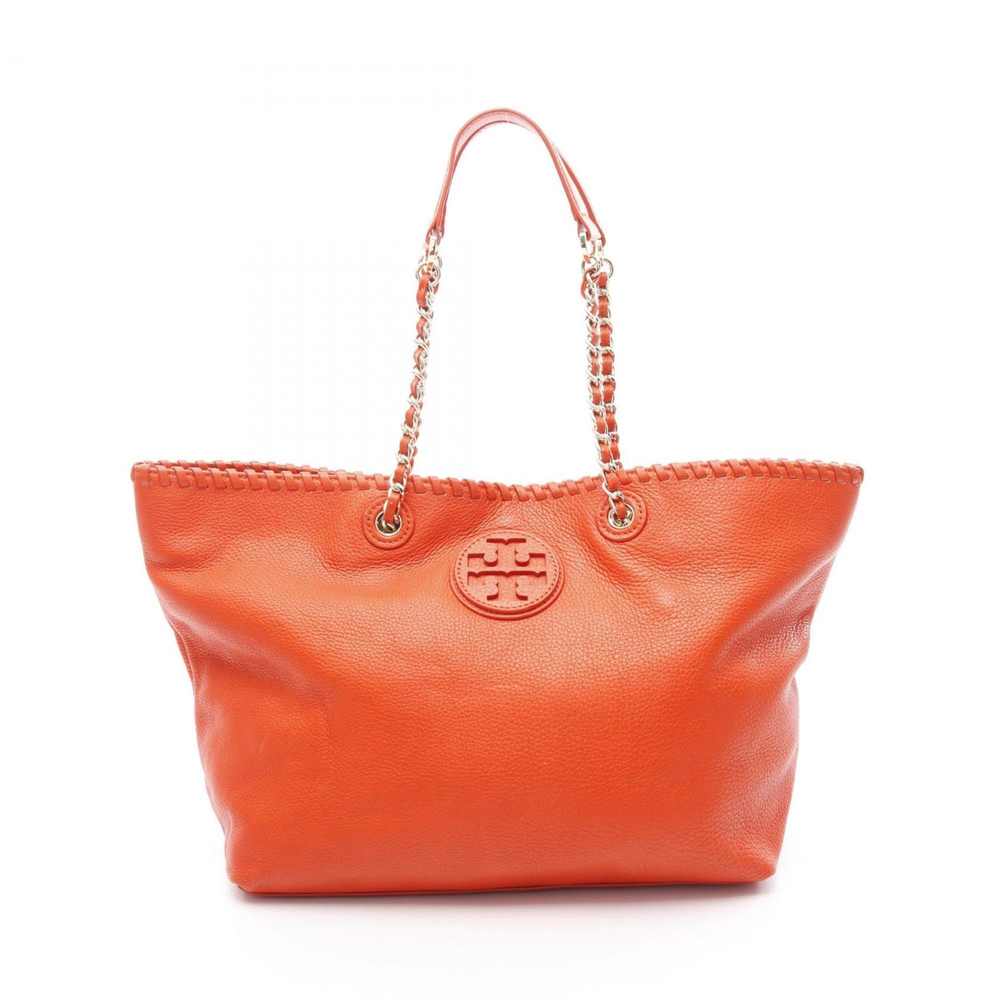 Tory Burch Red Color Leather Tote Bag (Pre-Owned)
