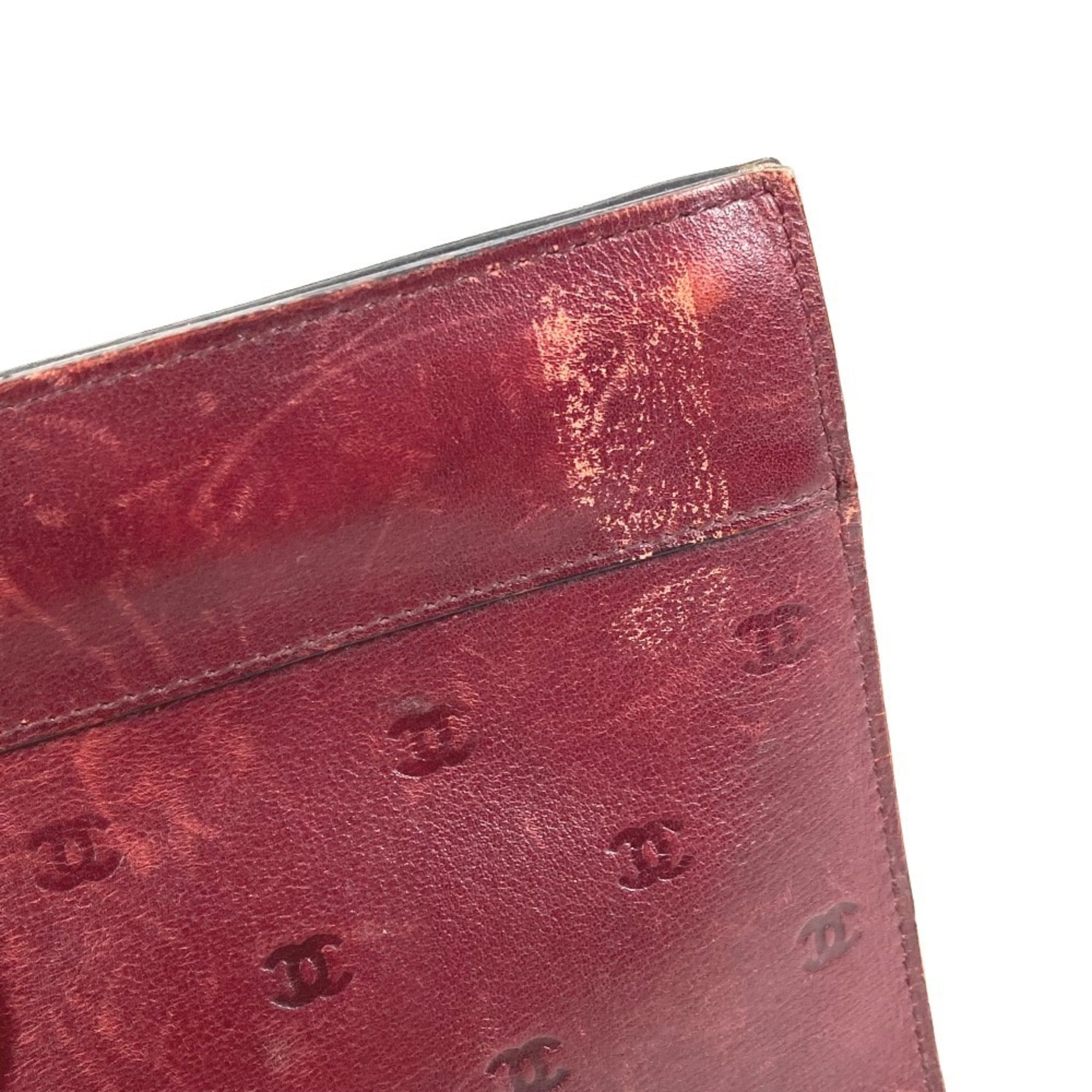 Chanel Wine Leather Clutch Bag Handbag Pouch (Pre-Owned)