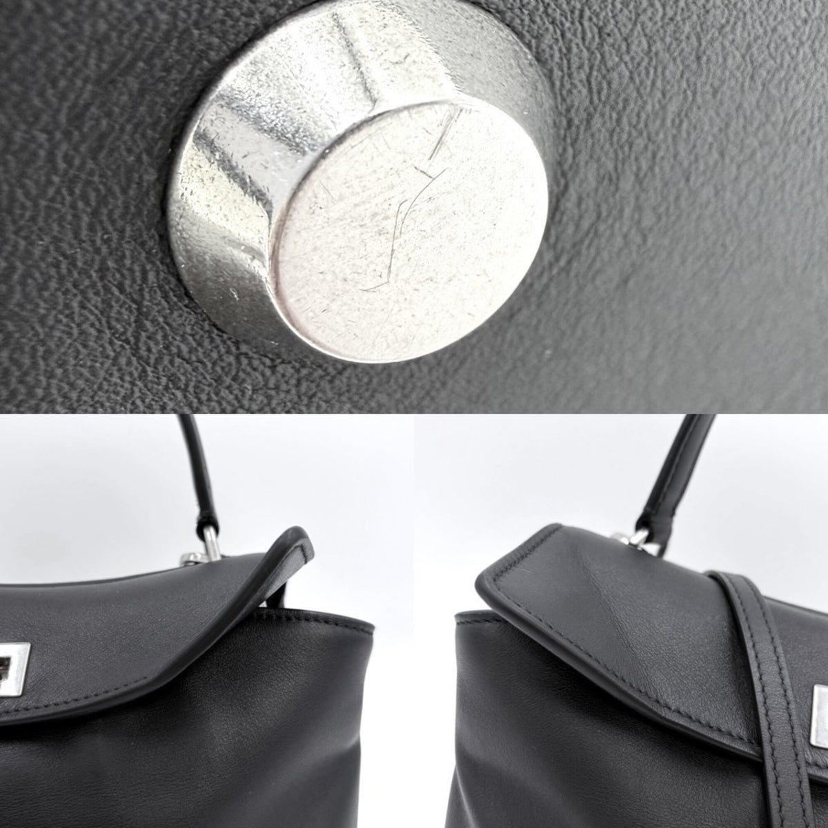 Balenciaga Black Leather Handbag Shoulder Bag (Pre-Owned)