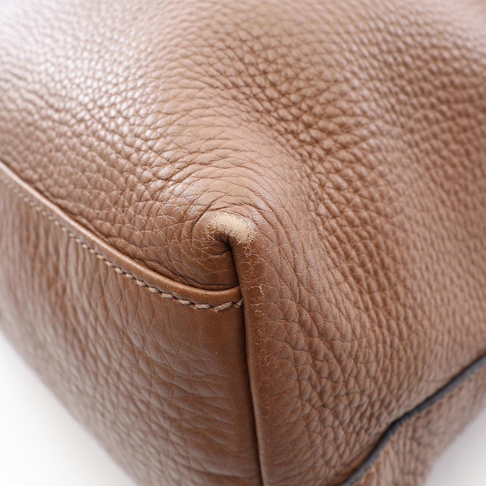 Gucci Brown Leather Handbag Shoulder Bag (Pre-Owned)