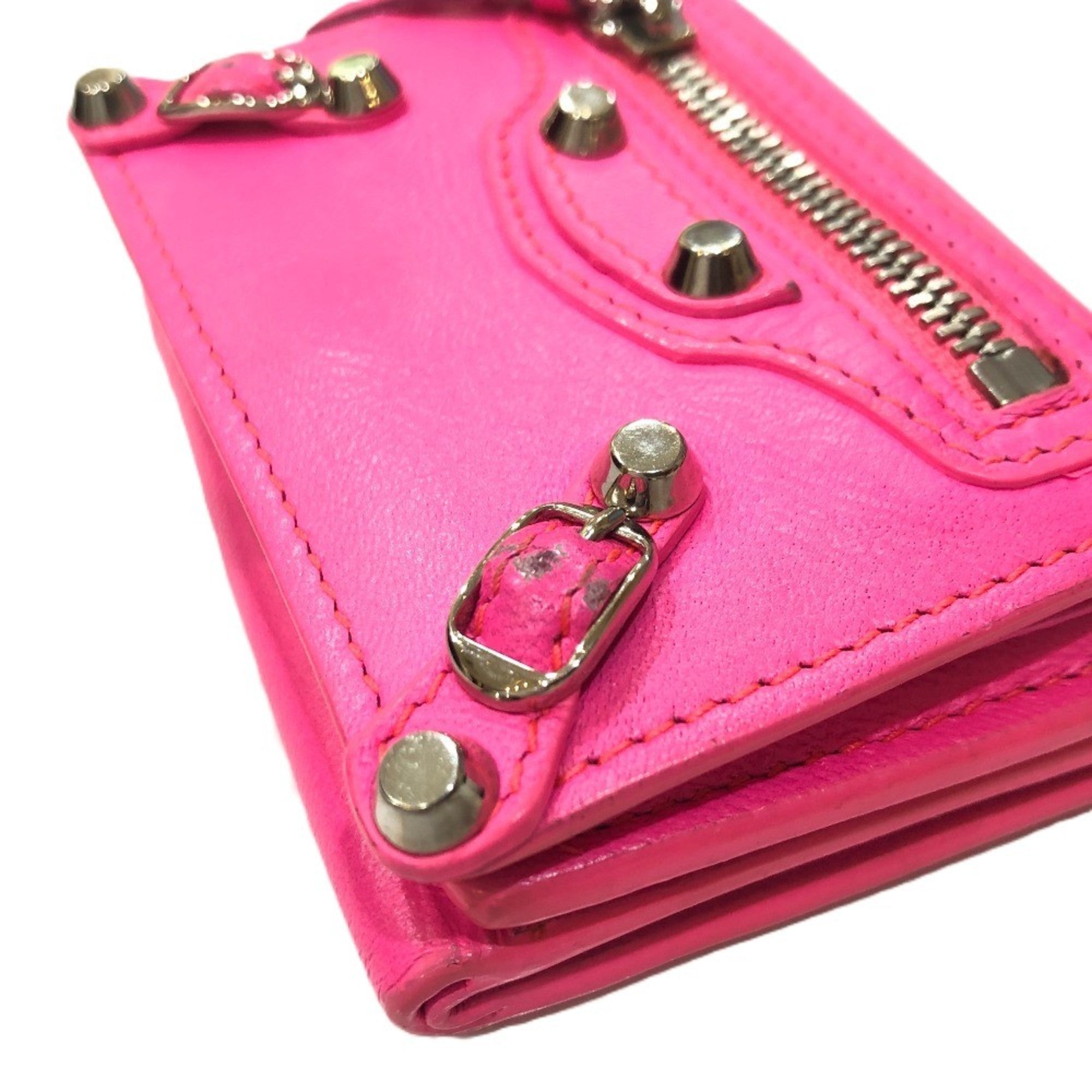 Balenciaga Pink Leather Wallet (Tri-Fold) (Pre-Owned)