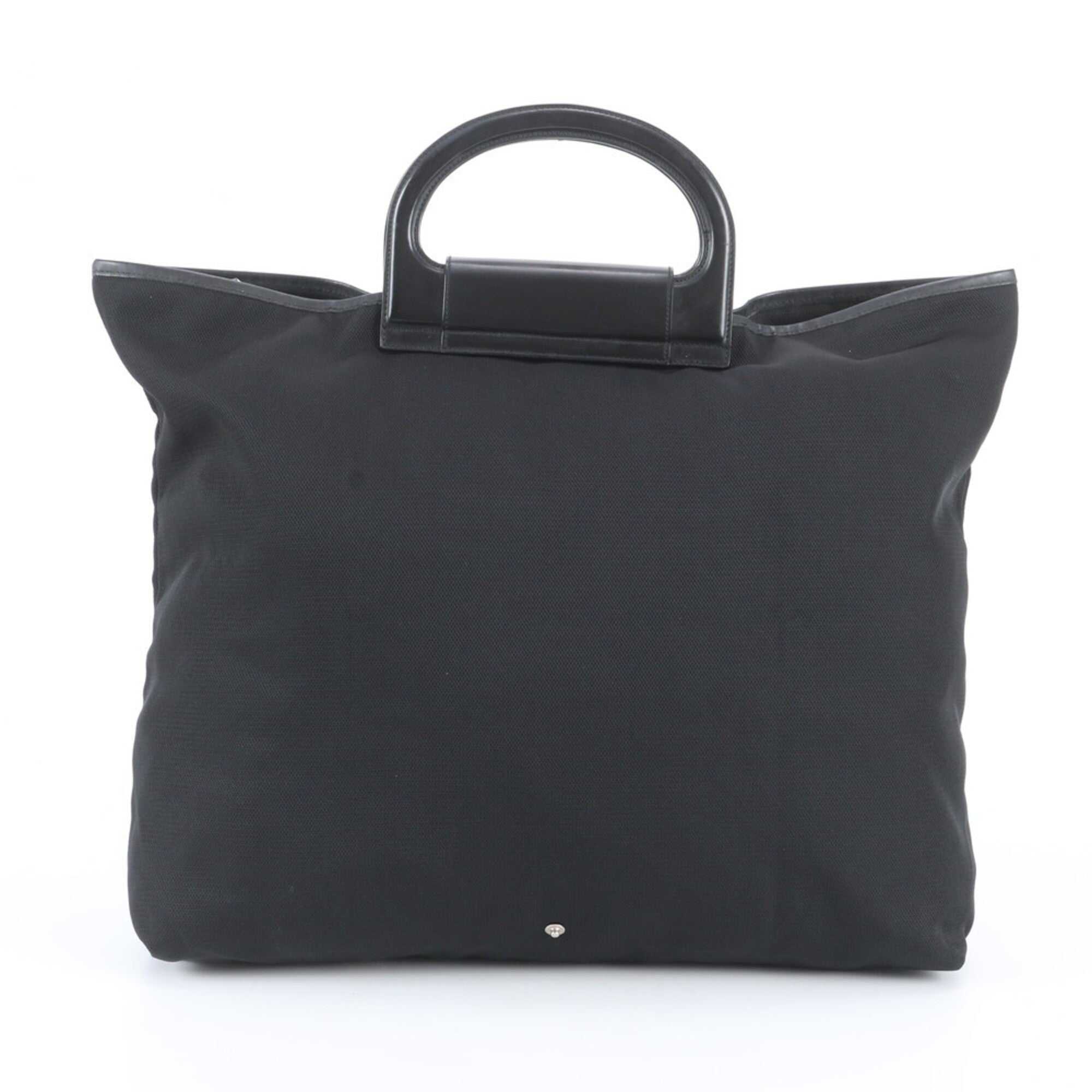 Salvatore Ferragamo Black Leather Nylon Handbag Tote Bag (Pre-Owned)