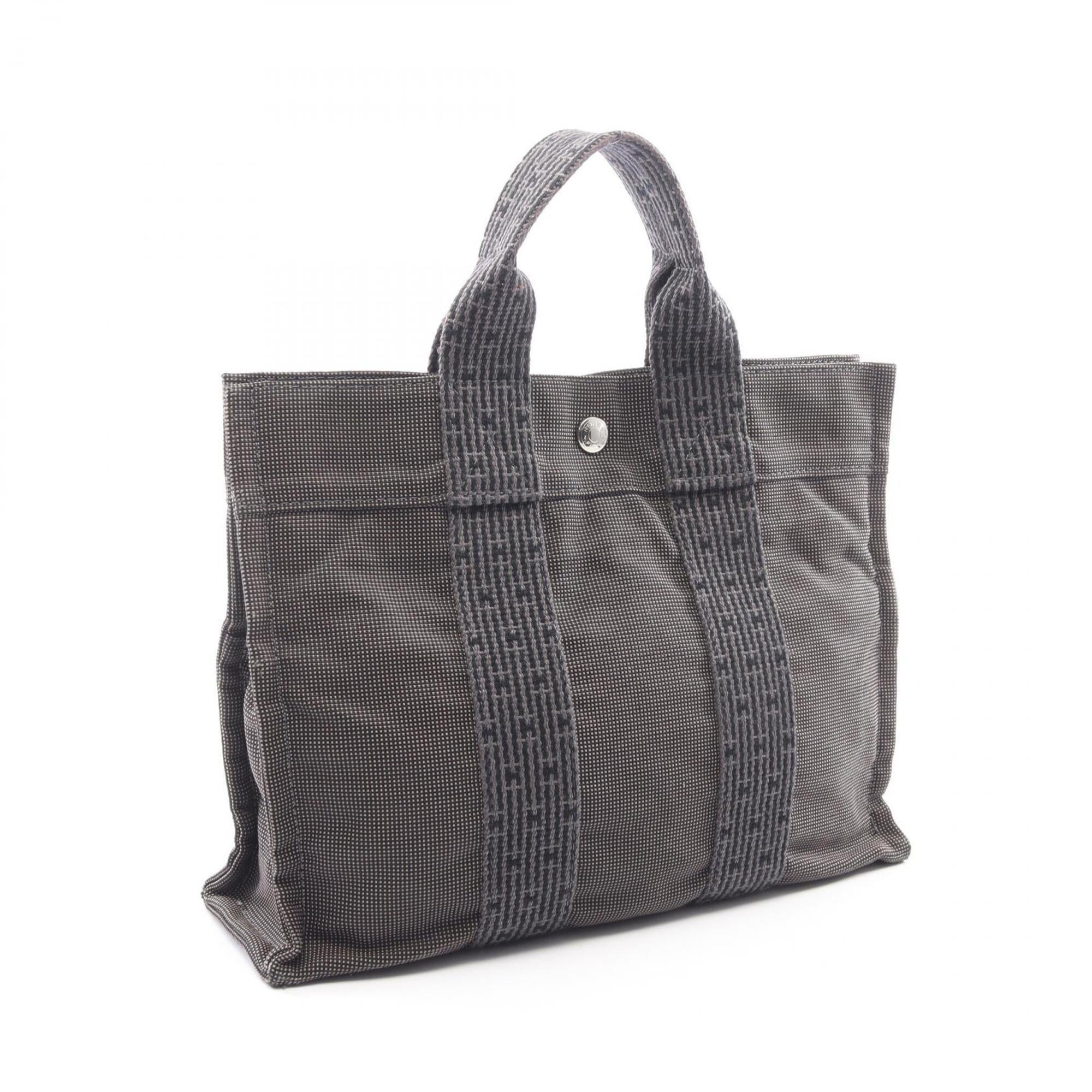 Hermes Gray Nylon Canvas Handbag Tote Bag (Pre-Owned)