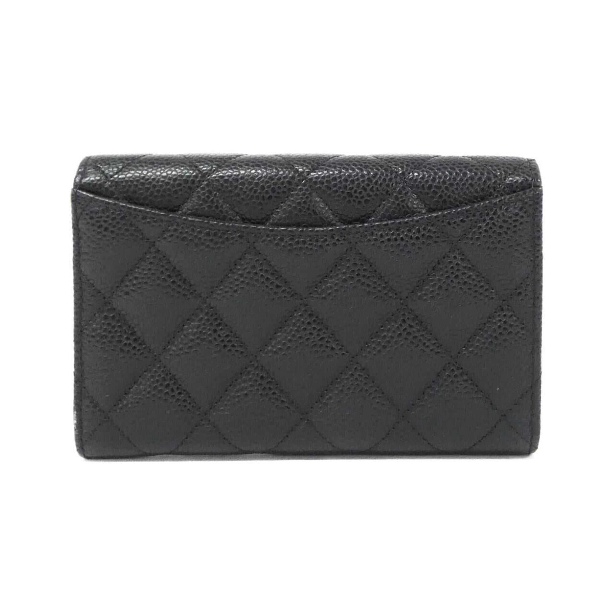 Chanel Black Bordeaux Grained Calfskin Wallet (Tri-Fold) (Pre-Owned)