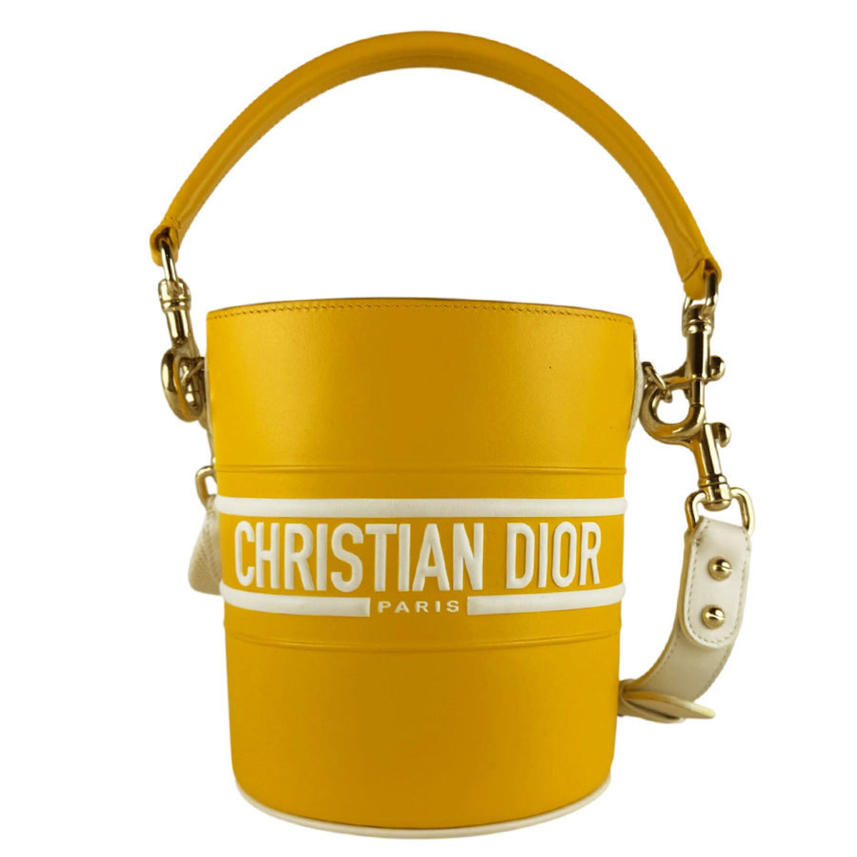 Christian Dior White Yellow Leather Handbag Shoulder Bag (Pre-Owned)