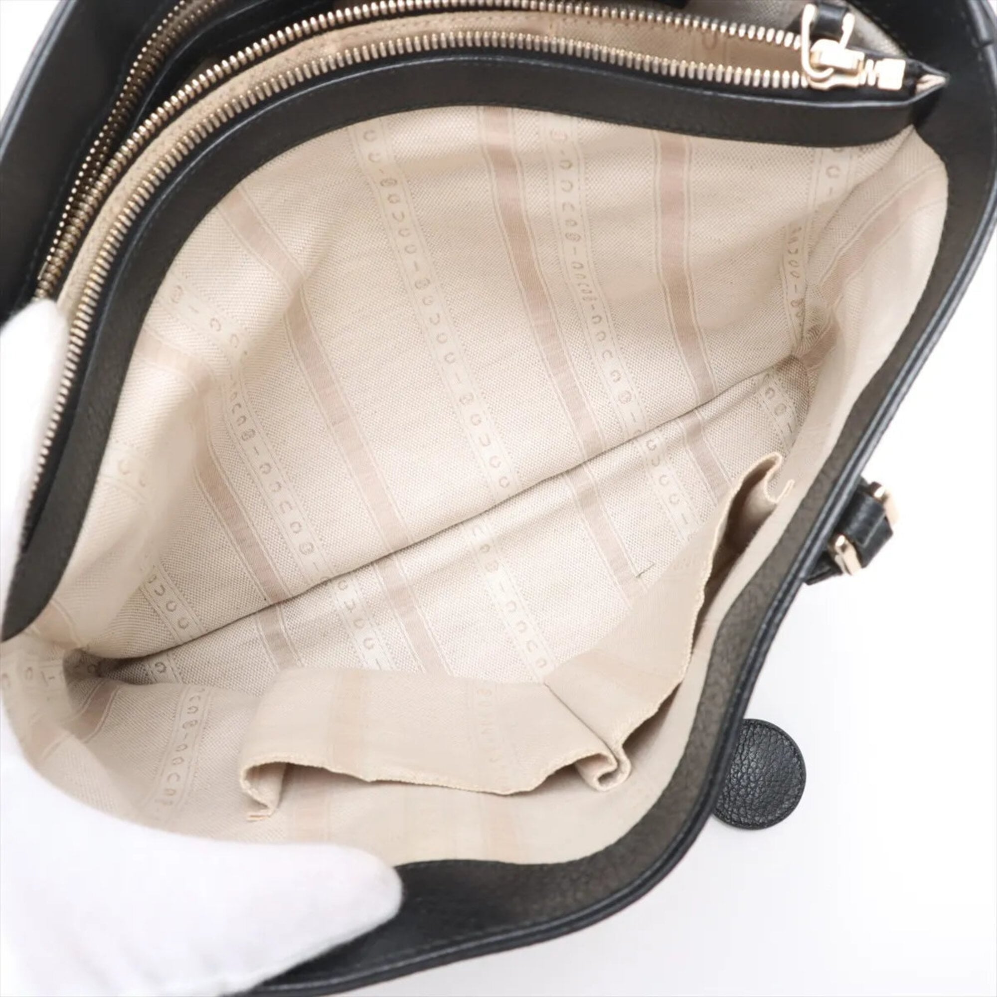 Gucci Black Leather Handbag Shoulder Bag Tote Bag (Pre-Owned)