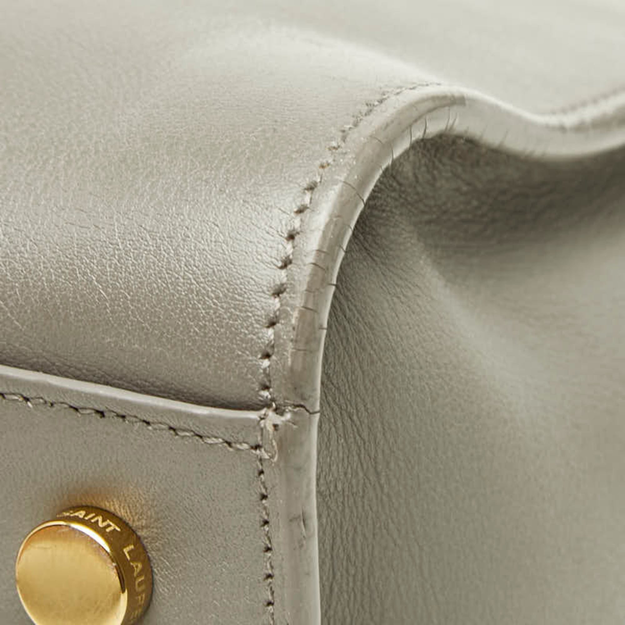 Saint Laurent Gray Leather Handbag Shoulder Bag (Pre-Owned)