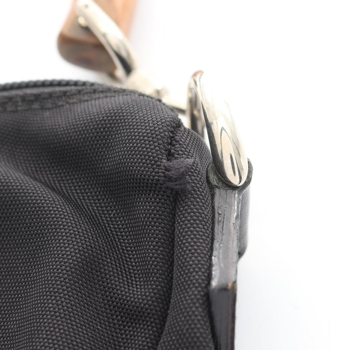 Gucci Black Canvas Leather Handbag Shoulder Bag (Pre-Owned)