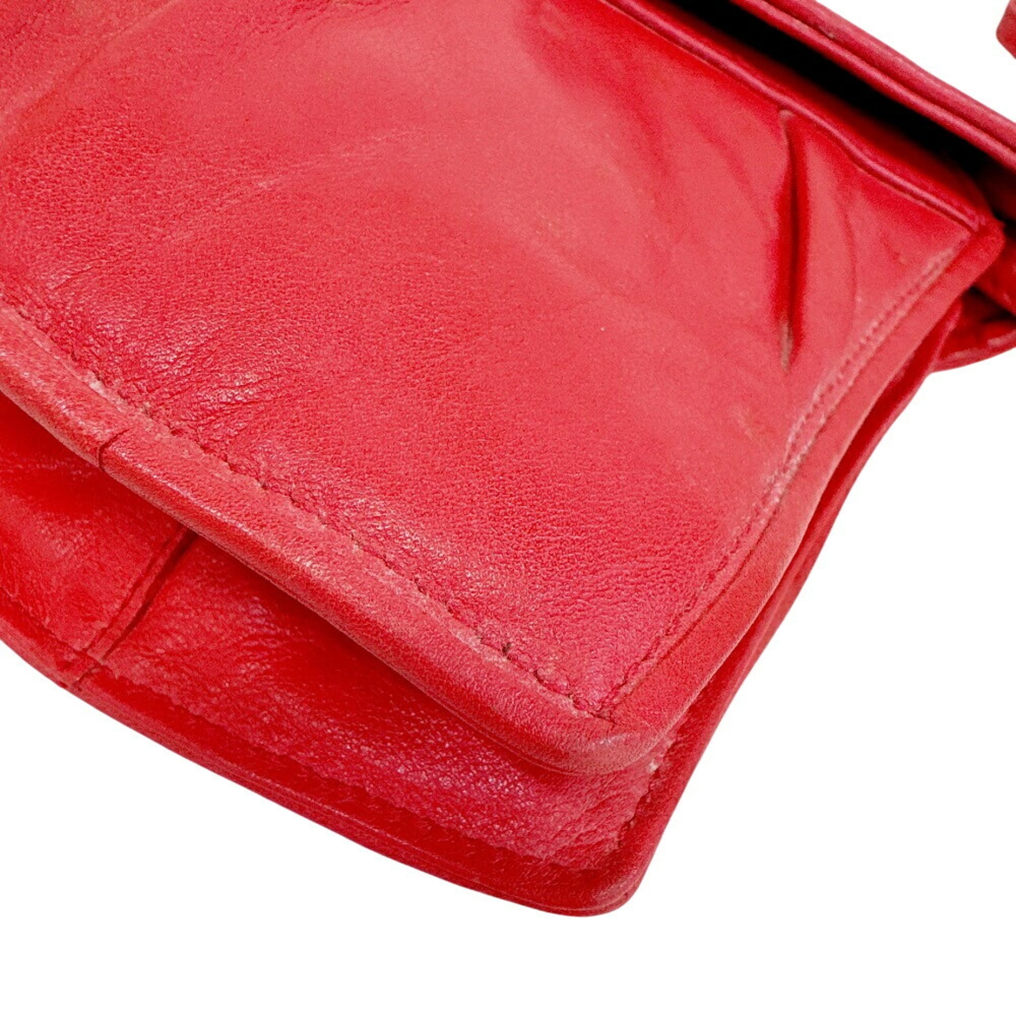 Fendi Red Color Leather Pochette Shoulder Bag (Pre-Owned)