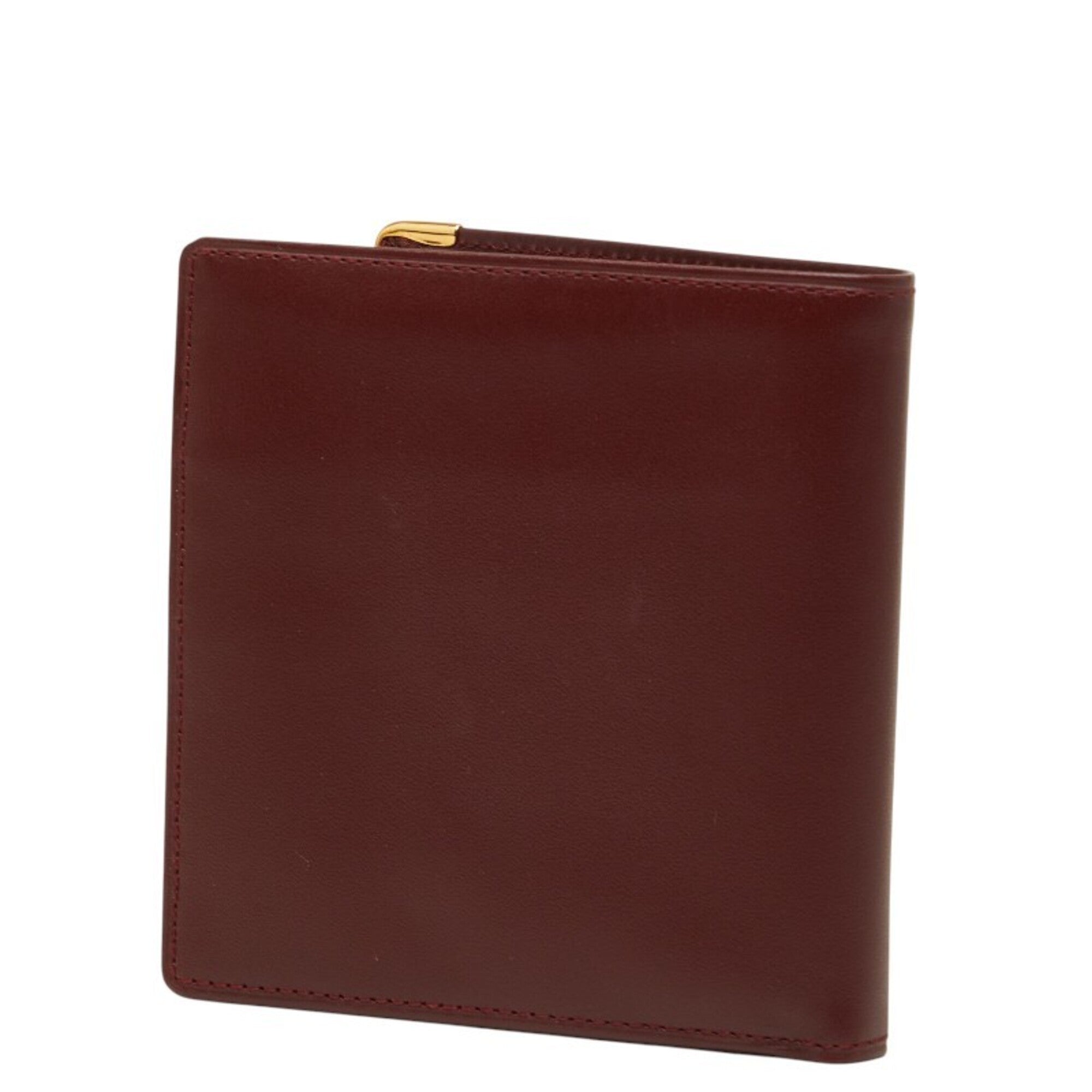 Cartier Red Color Wine Red Leather Wallet (Bi-Fold) (Pre-Owned)