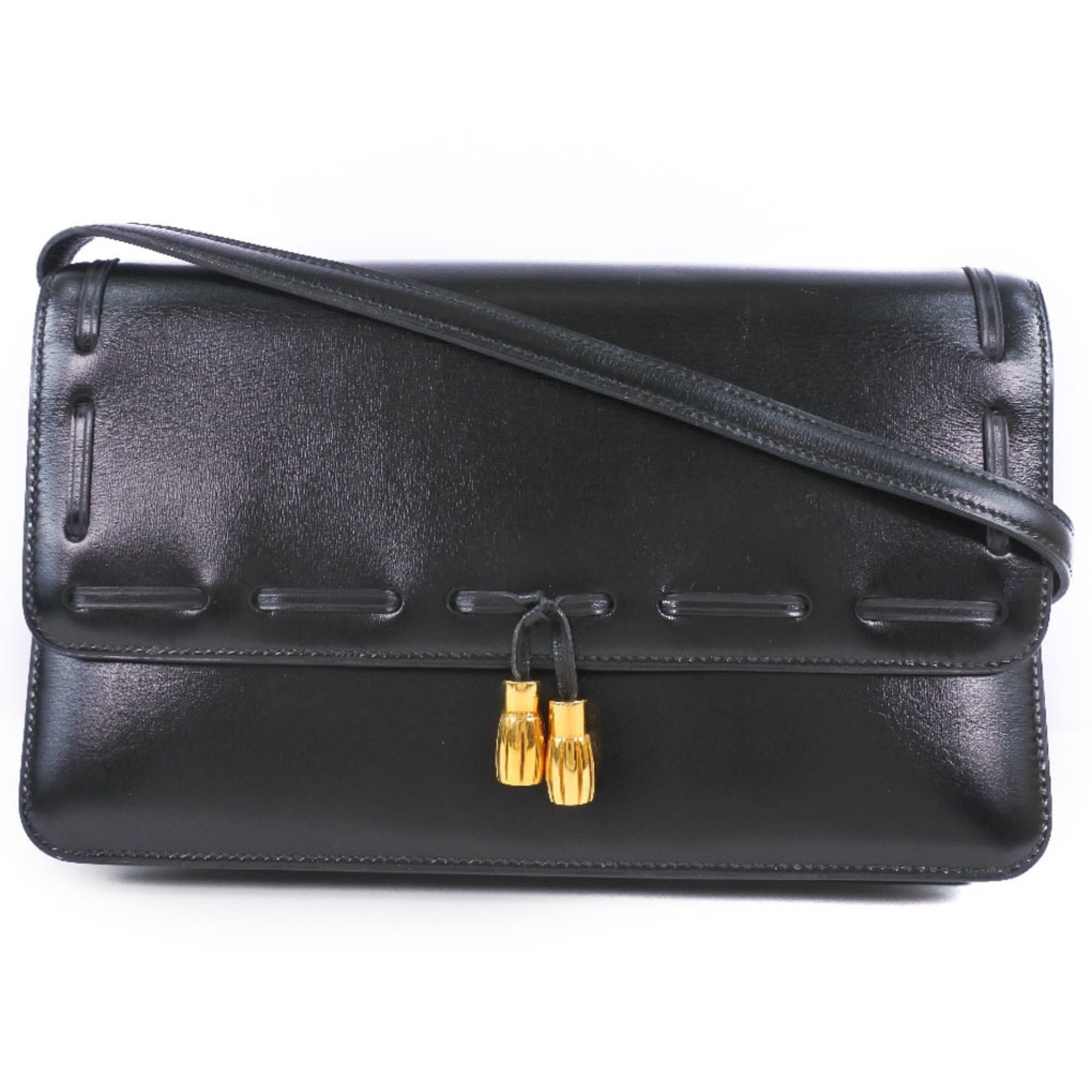 Hermes Black Leather Shoulder Bag (Pre-Owned)