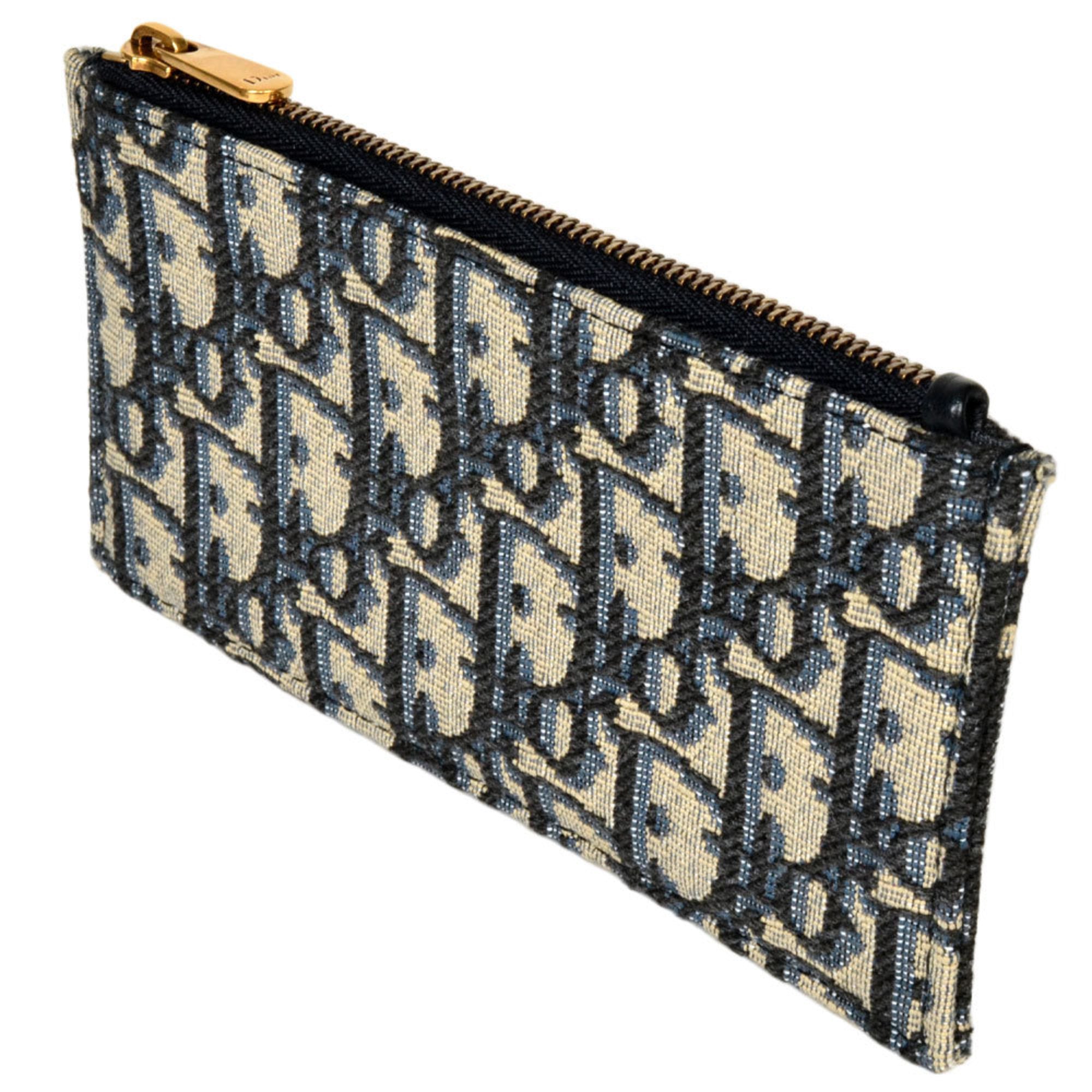 Christian Dior Blue Jacquard Chain/Shoulder Wallet (Pre-Owned)