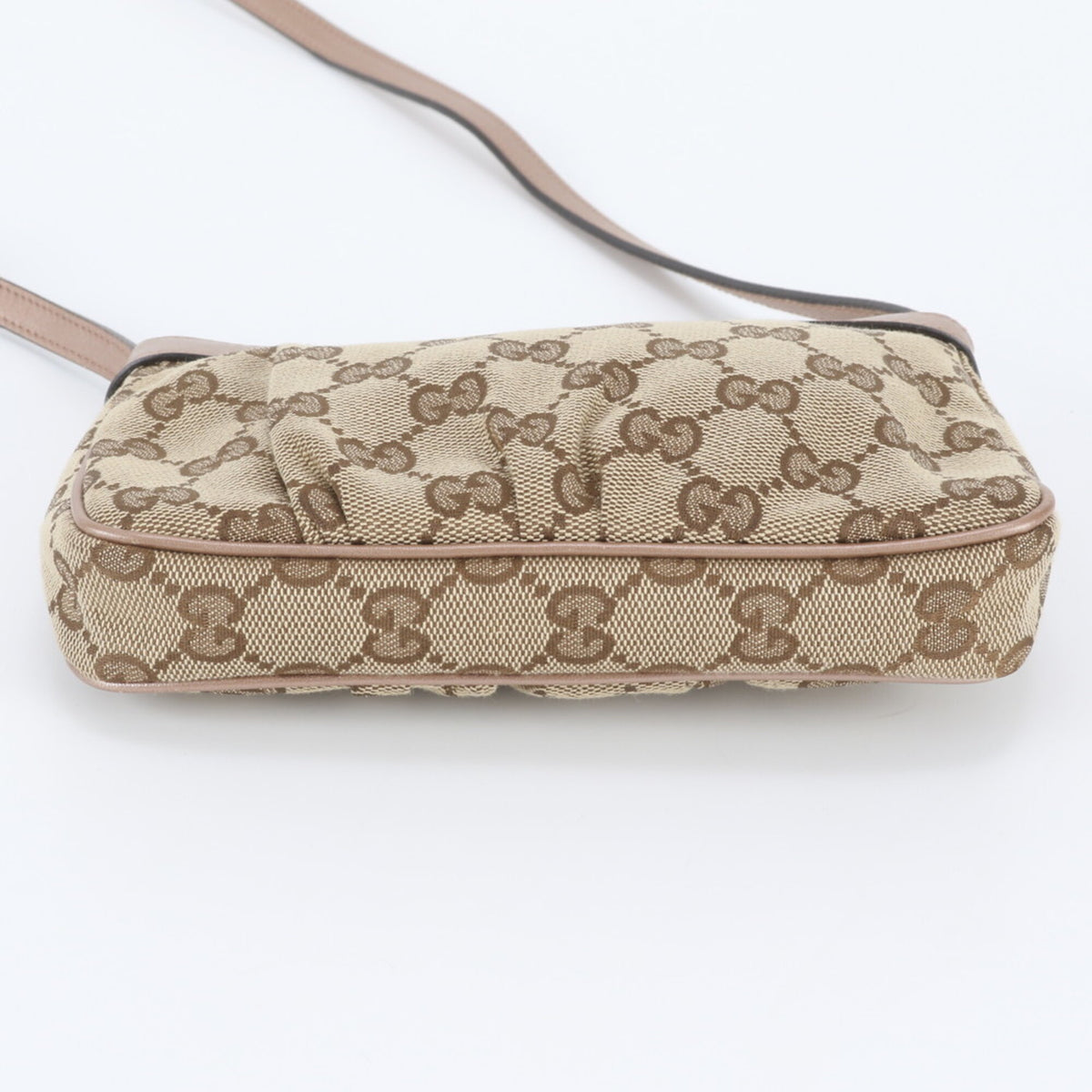 Gucci Beige Leather Canvas Crossbody Bag Shoulder Bag (Pre-Owned)