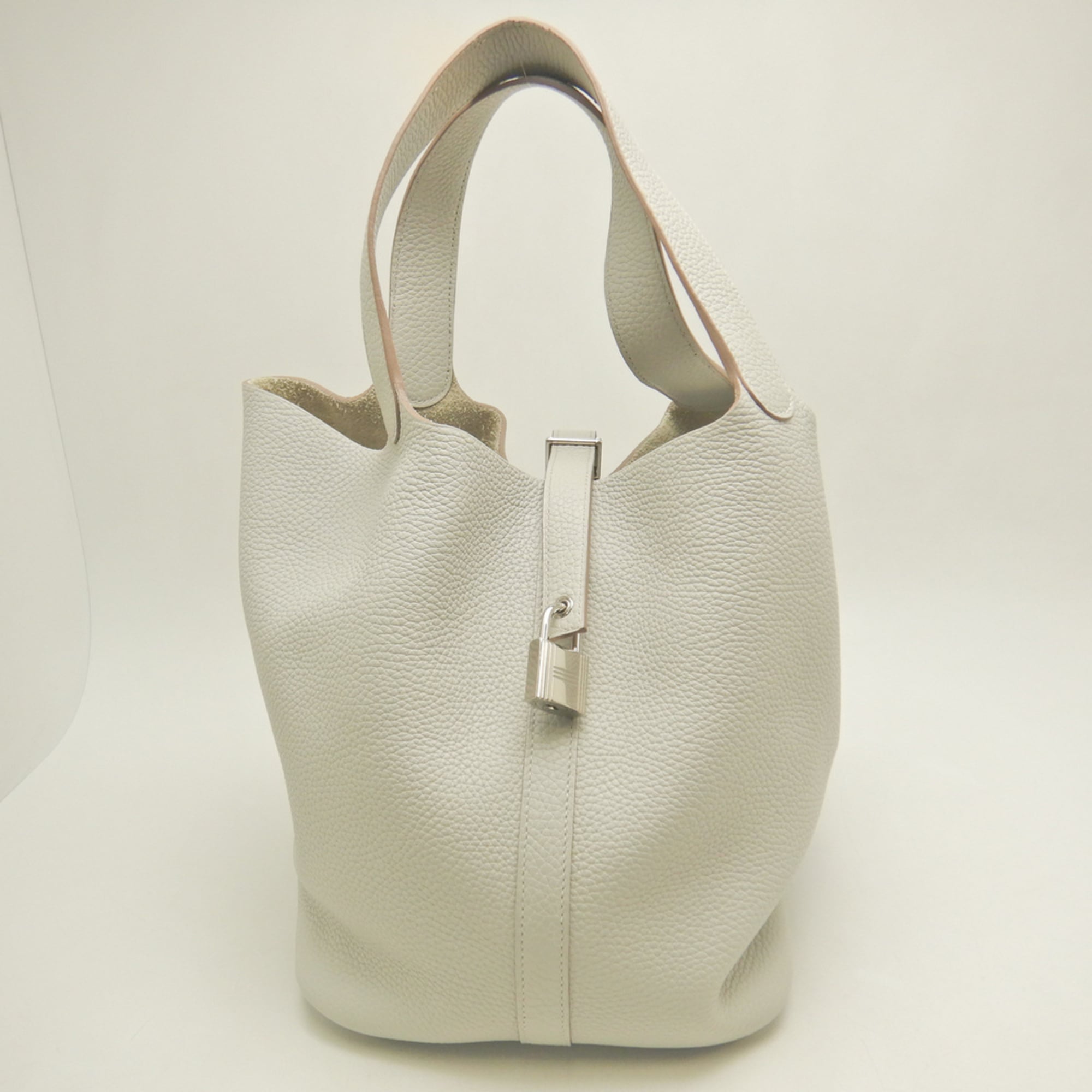 Hermes Pearl White White Taurillon Clemence Leather Handbag (Pre-Owned)