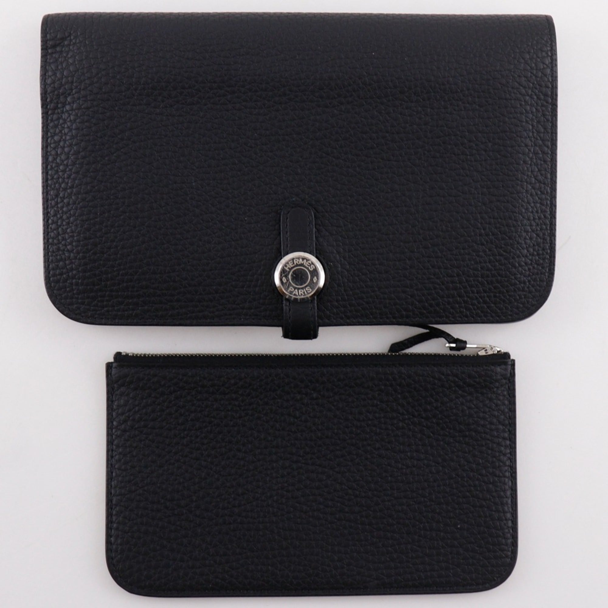 Hermes Dogon Duo Black Togo Leather Long Wallet (Bi-Fold) (Pre-Owned)