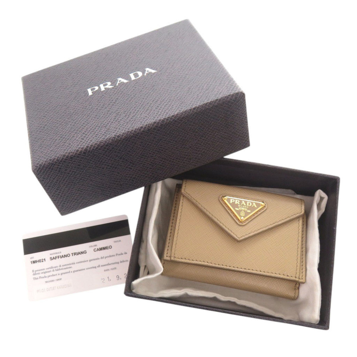 Prada Beige Saffiano Wallet (Tri-Fold) (Pre-Owned)
