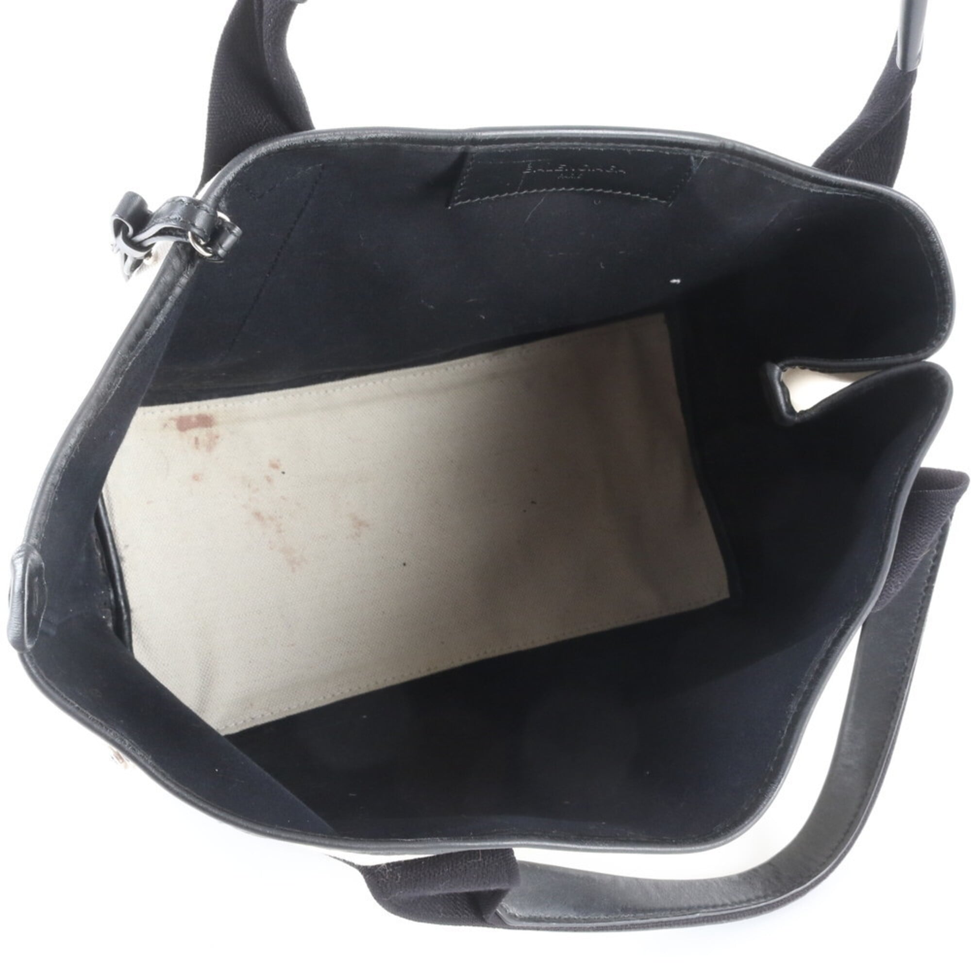 Balenciaga Black White Canvas Leather Handbag Pouch Tote Bag (Pre-Owned)